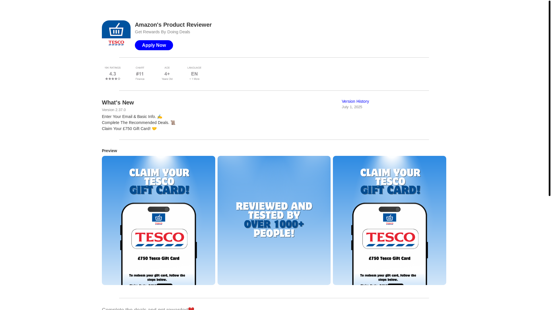 website screenshot of https://tescdeals.info/