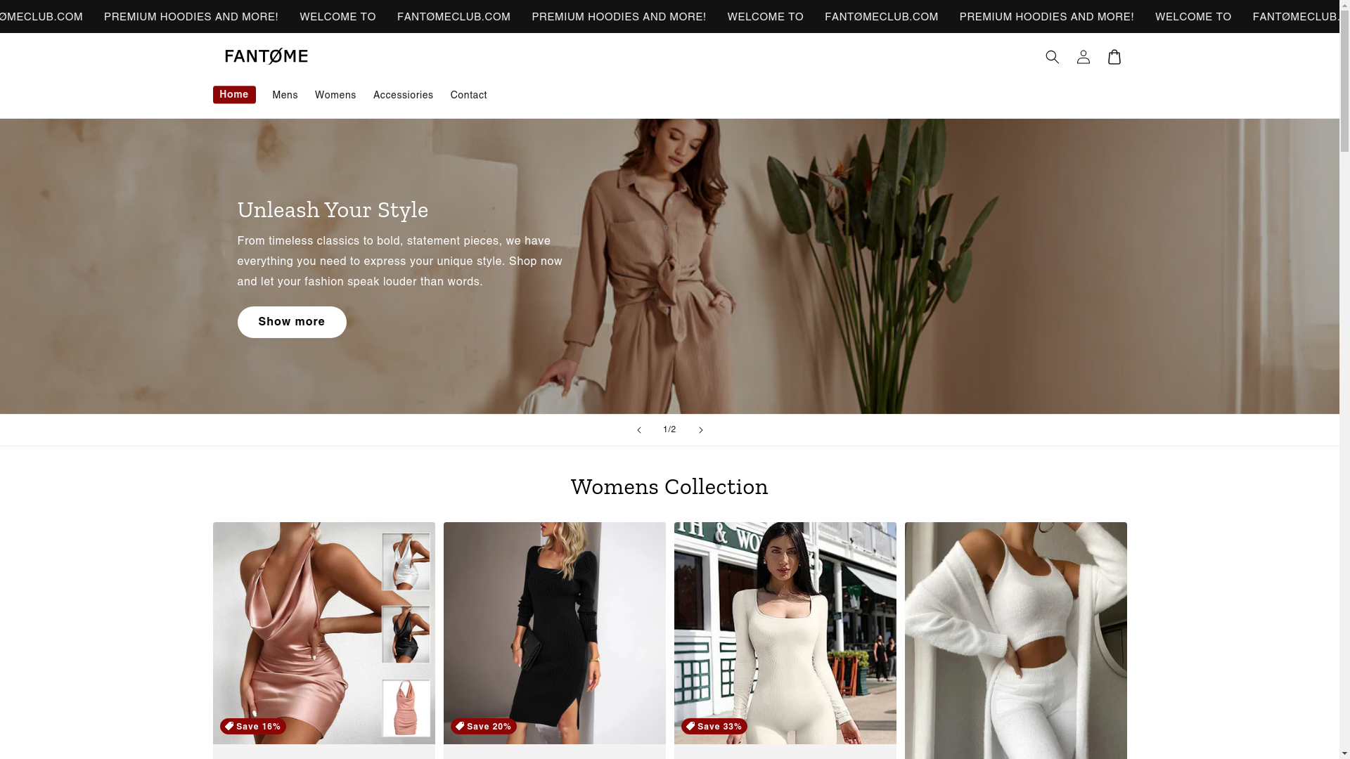 website screenshot of https://fantomeclub.store/