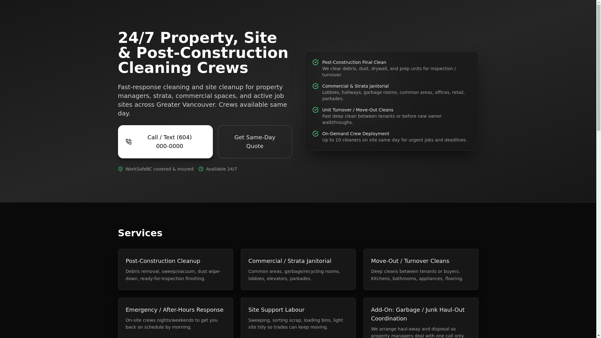 website screenshot of https://elevatepropertyservices.co/