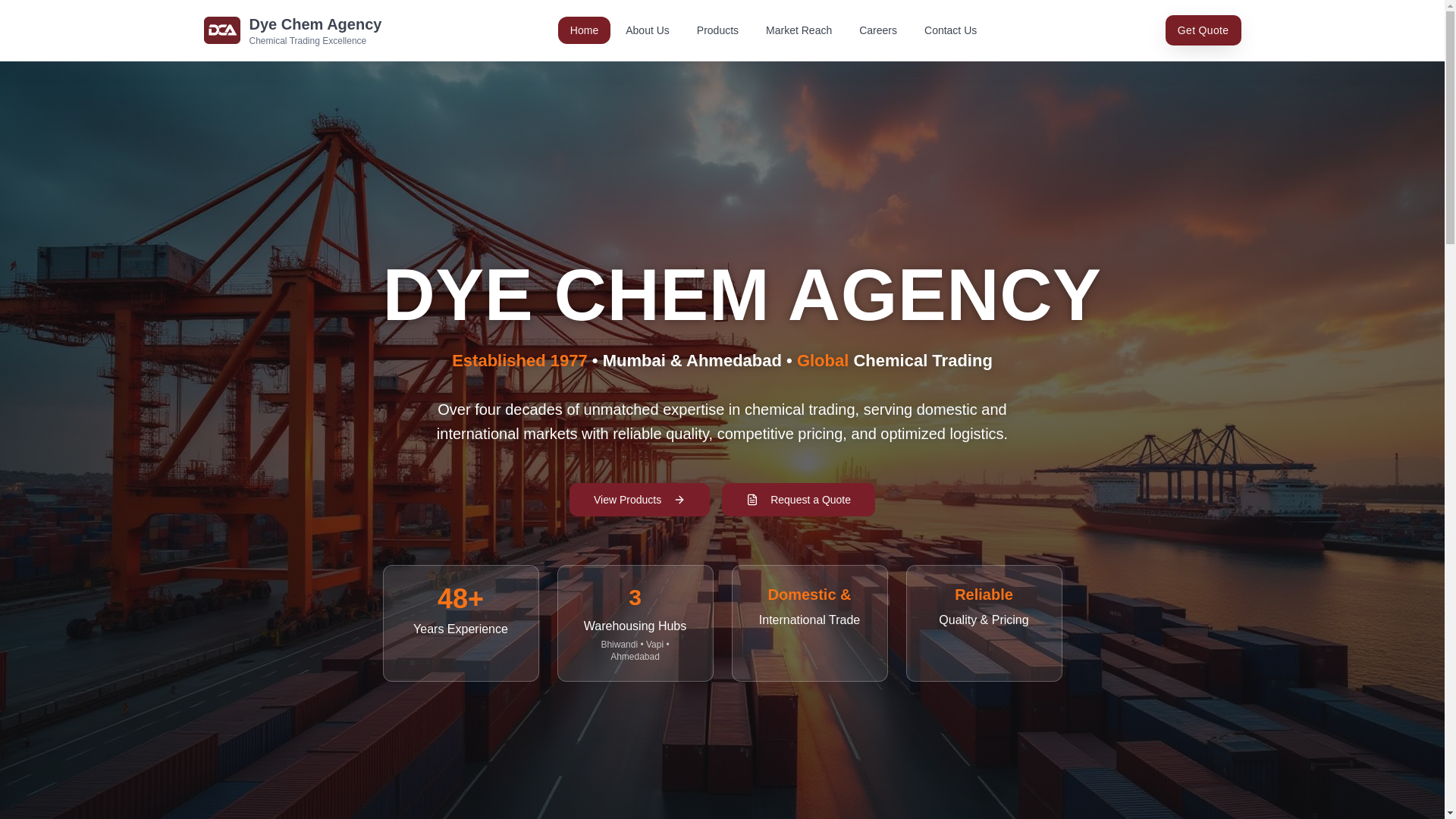 website screenshot of https://dyechemagency.com/