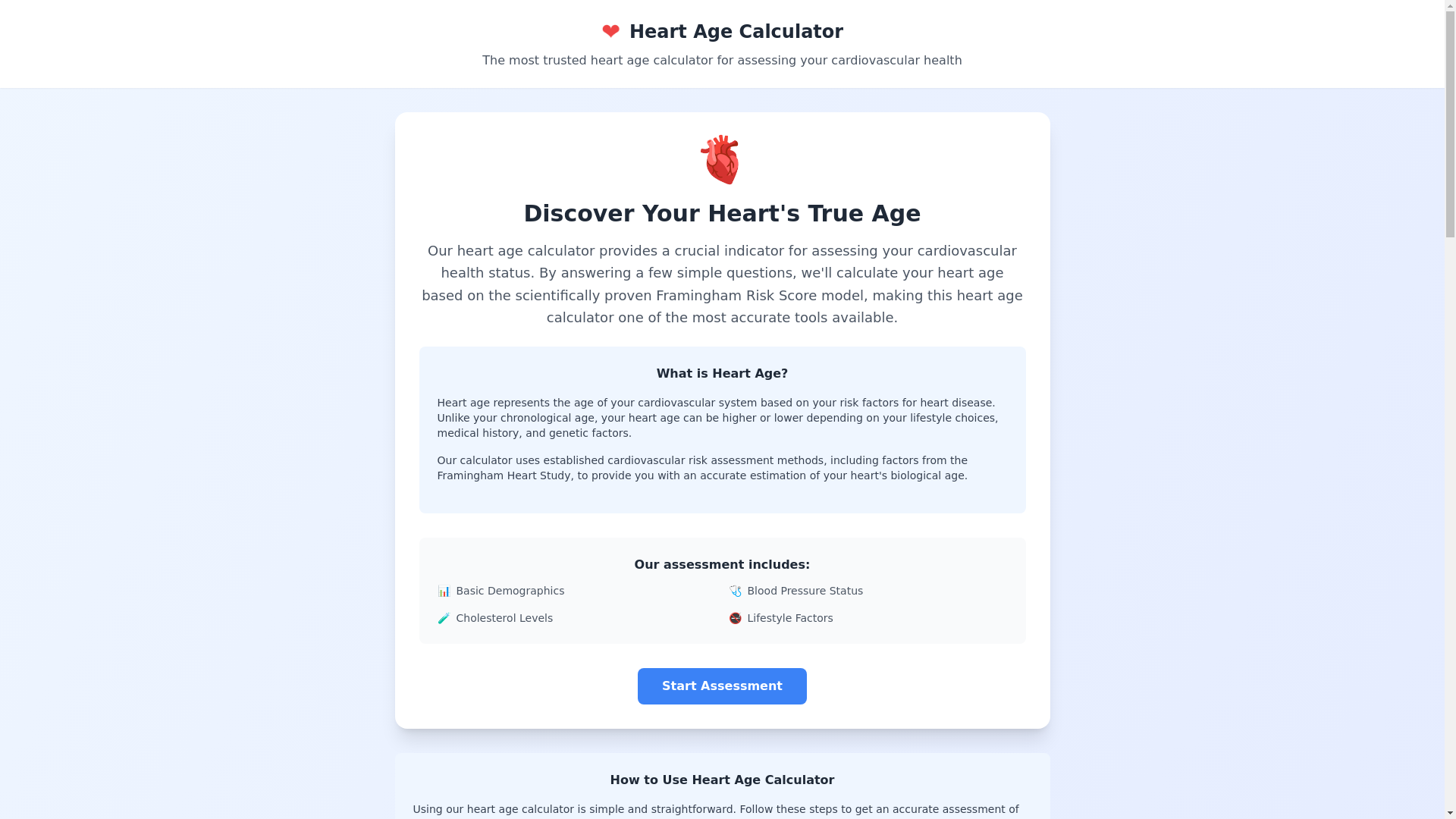website screenshot of https://heart-age-calculator.pages.dev/