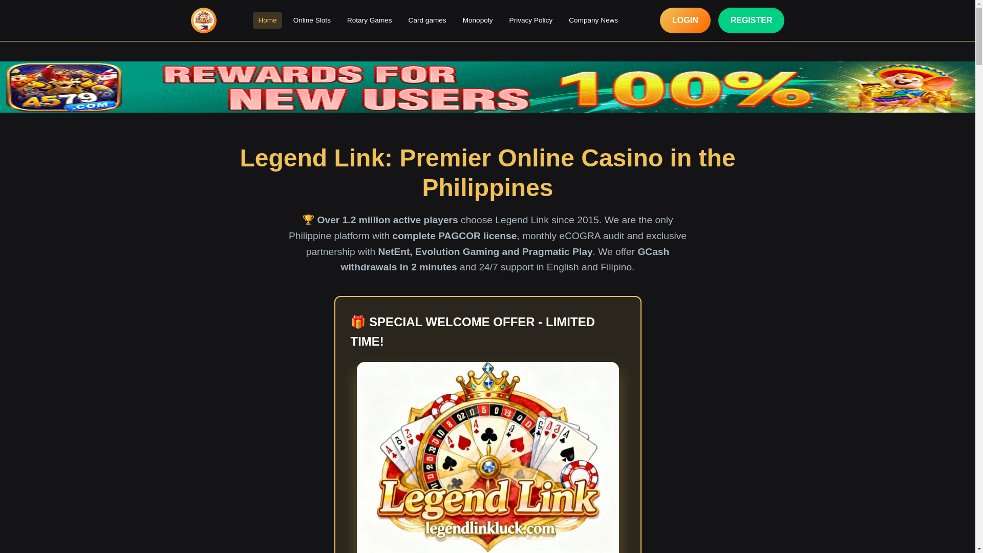 website screenshot of https://legendlinkluck.com/
