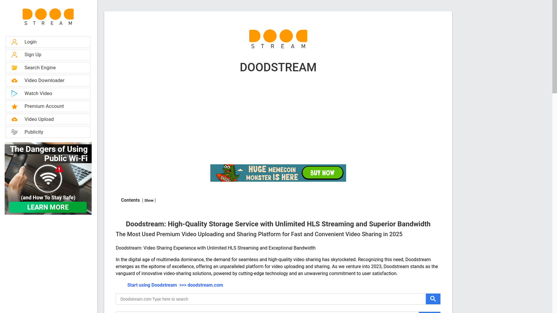 website screenshot of https://doodstream.com.tr/