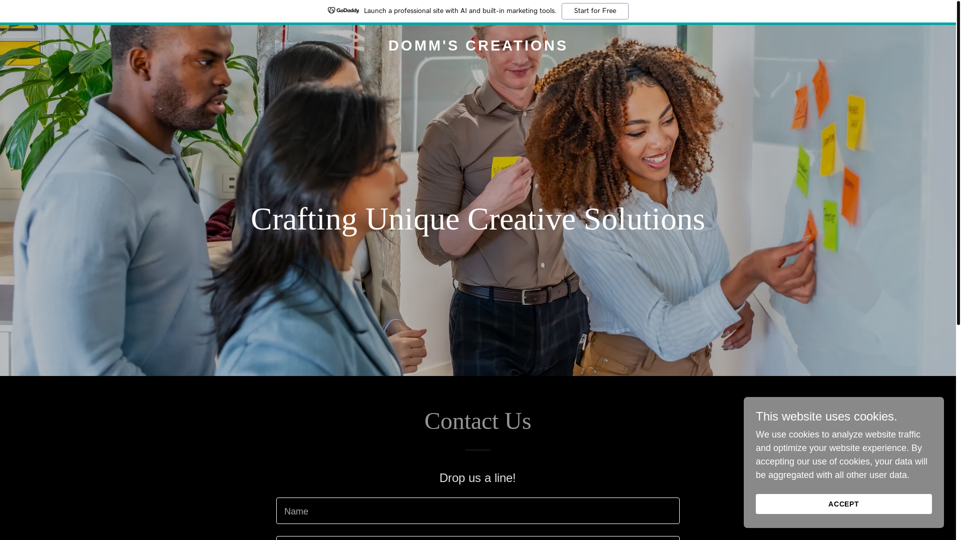 website screenshot of https://dommscreations.com/