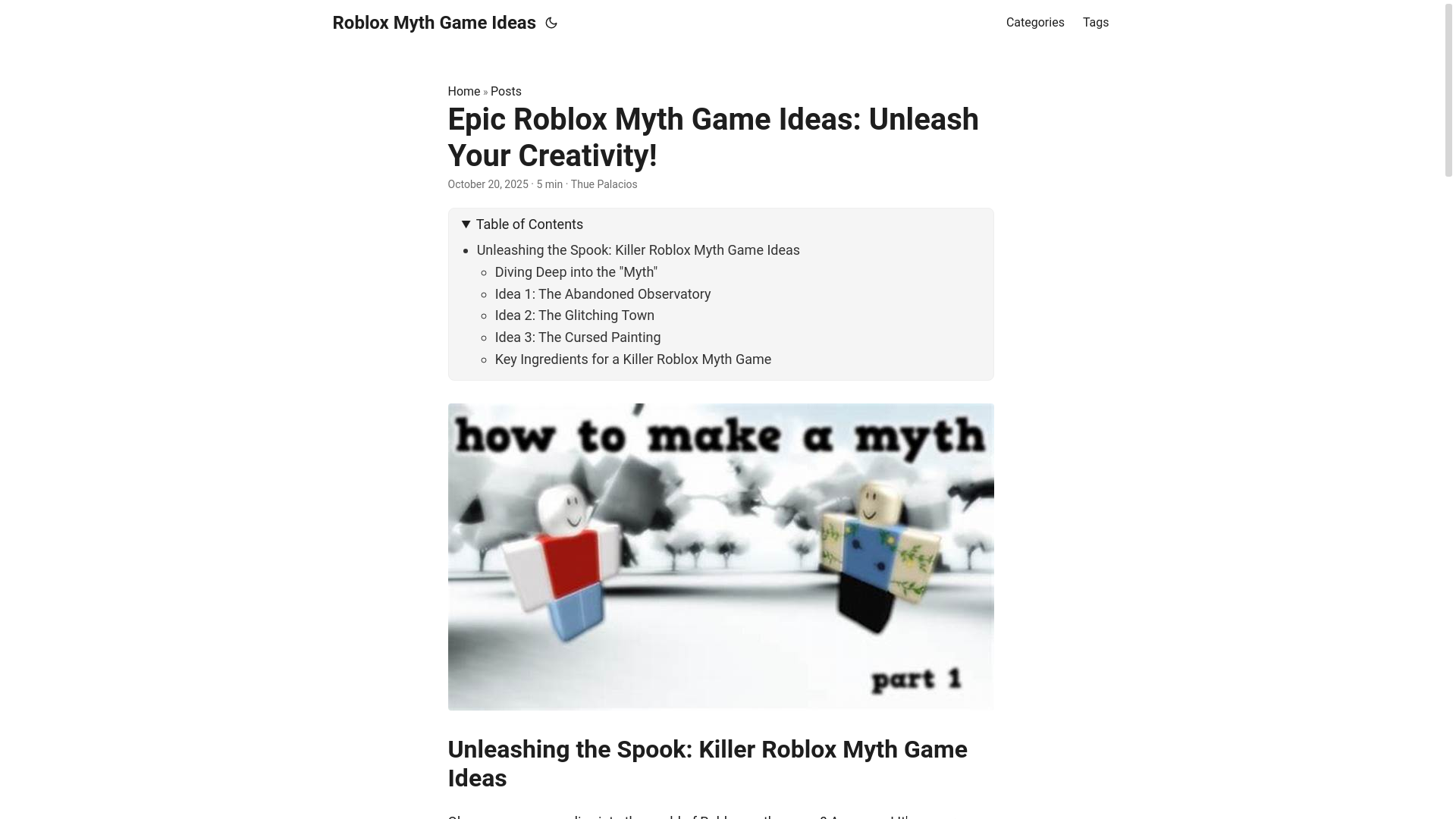 website screenshot of https://roblox-myth-game-ideas.pages.dev/