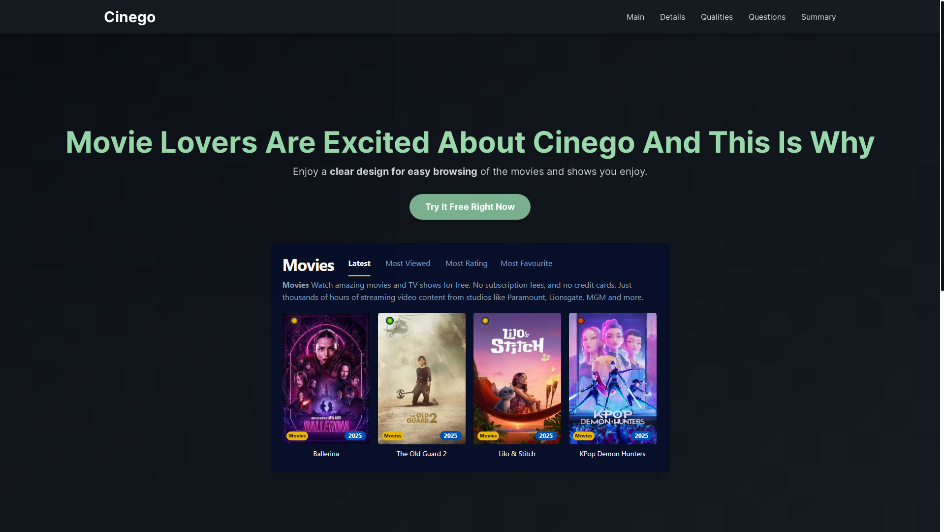 website screenshot of https://cinego-bfx0.pages.dev/