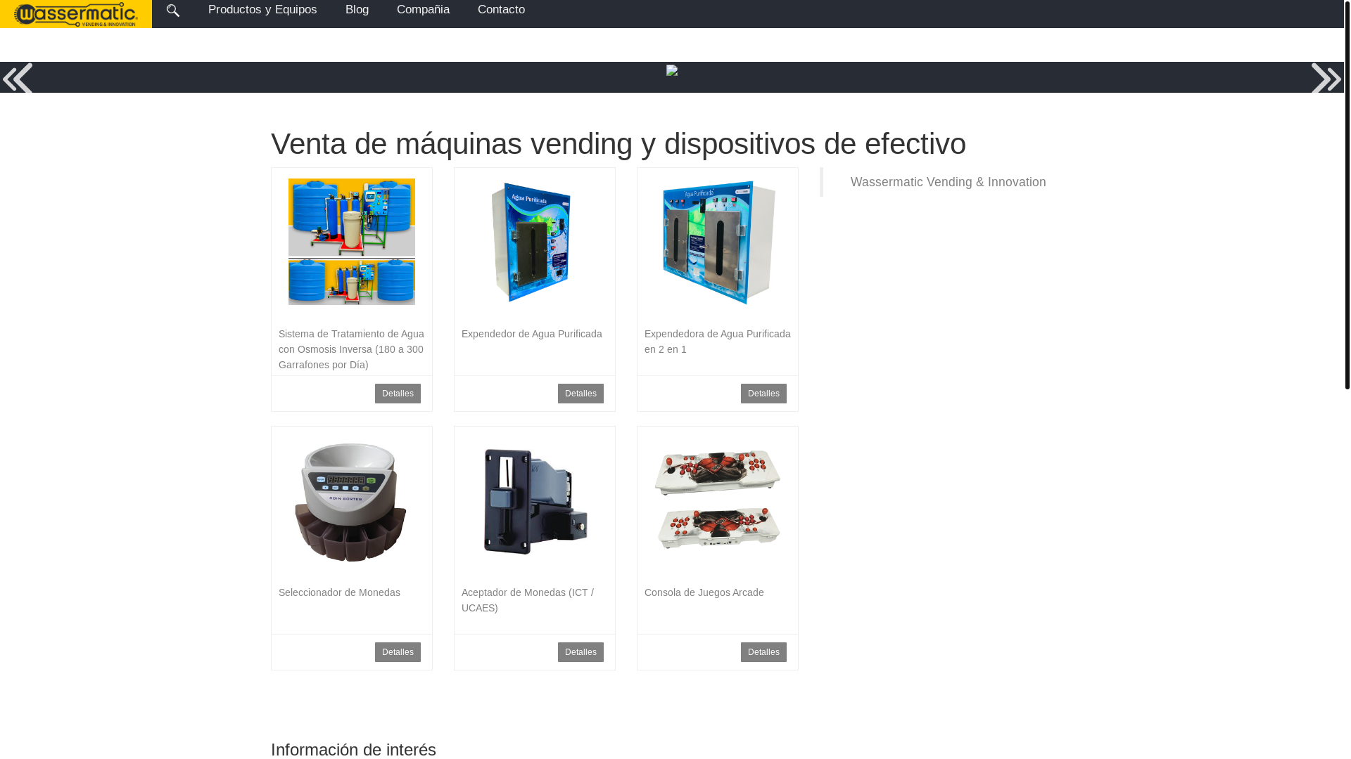 website screenshot of https://wassermatic.mx/