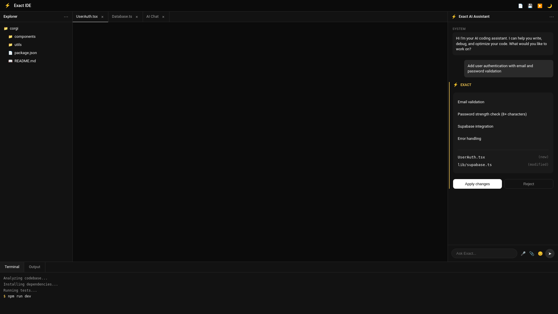 website screenshot of https://exact-ide-final.pages.dev/