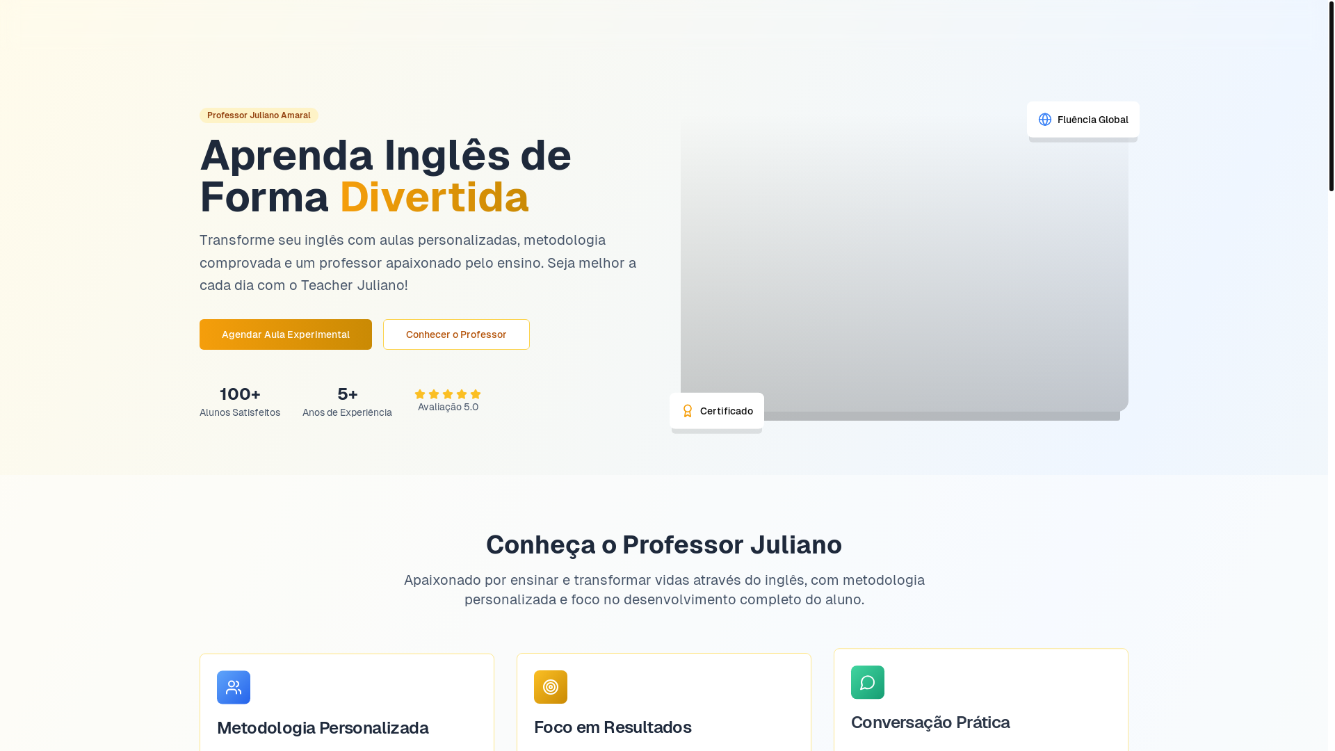 website screenshot of https://julianoteacher.com.br/