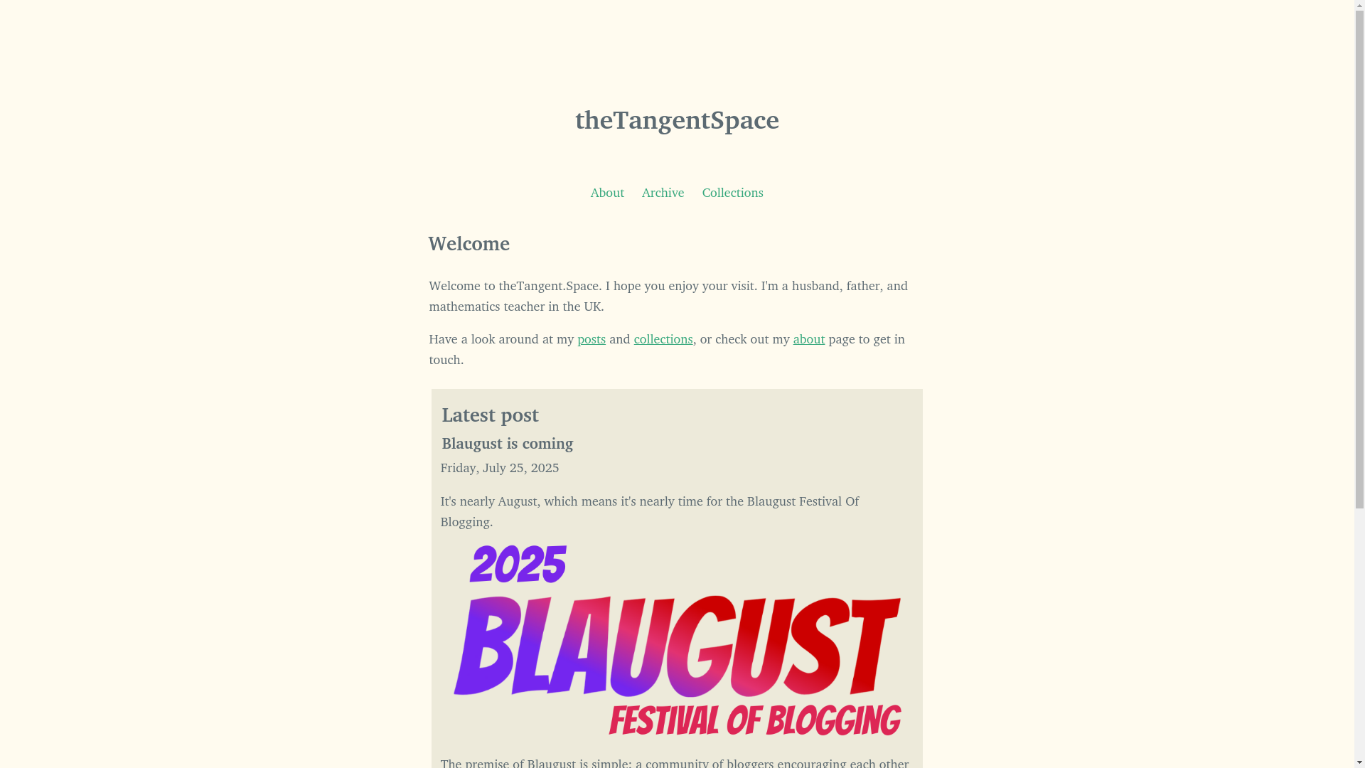 website screenshot of https://thetangentspace.pages.dev/