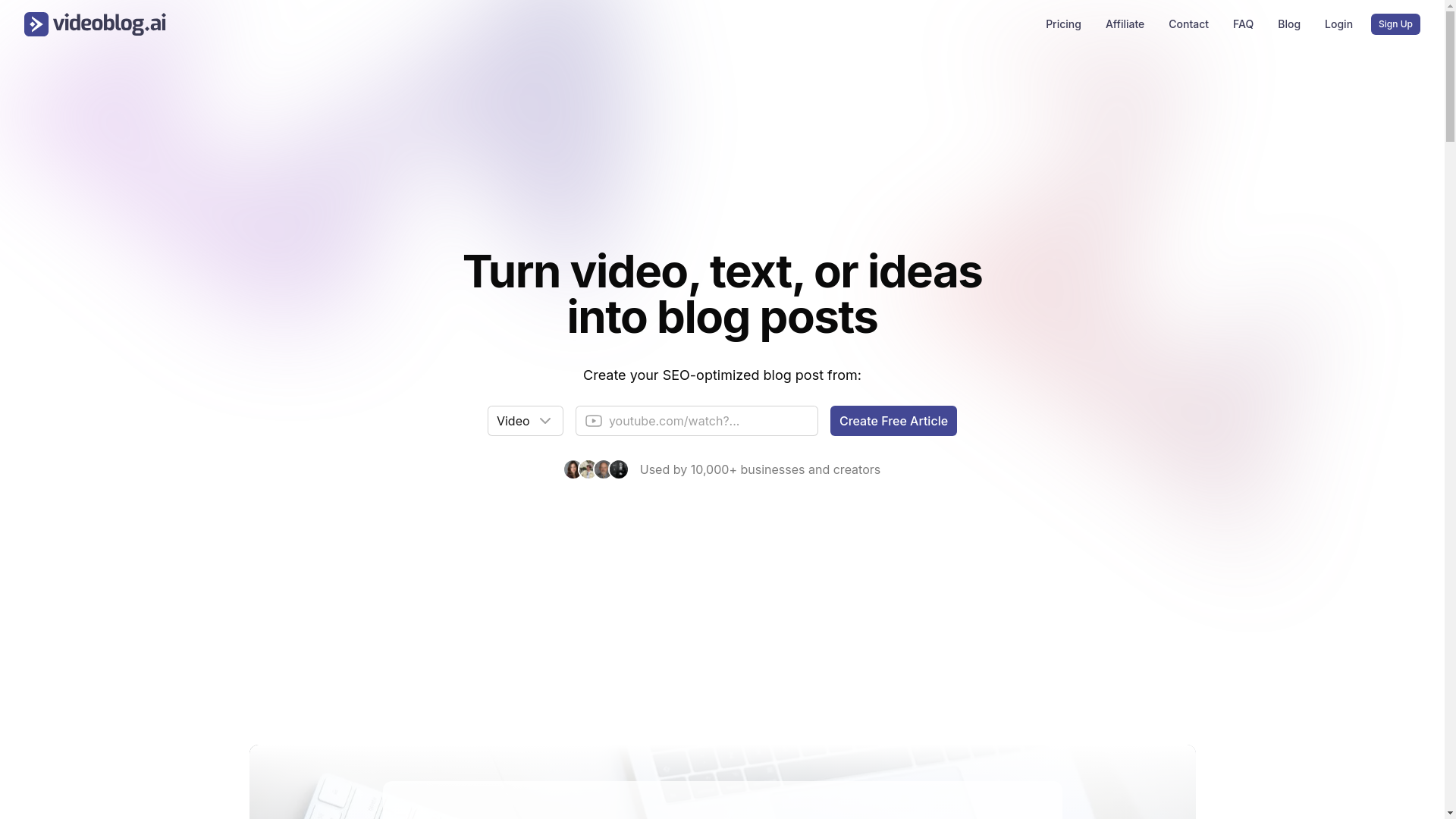 website screenshot of https://videoblogai-nuxthub.pages.dev/