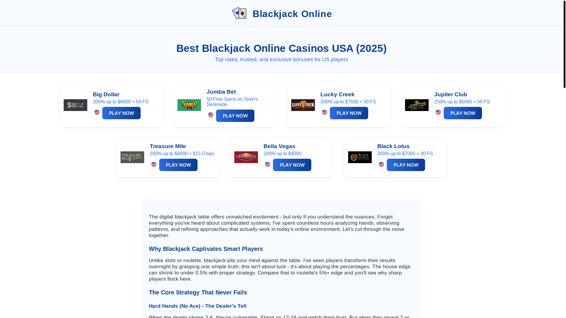 website screenshot of https://blackjackonline.cv/
