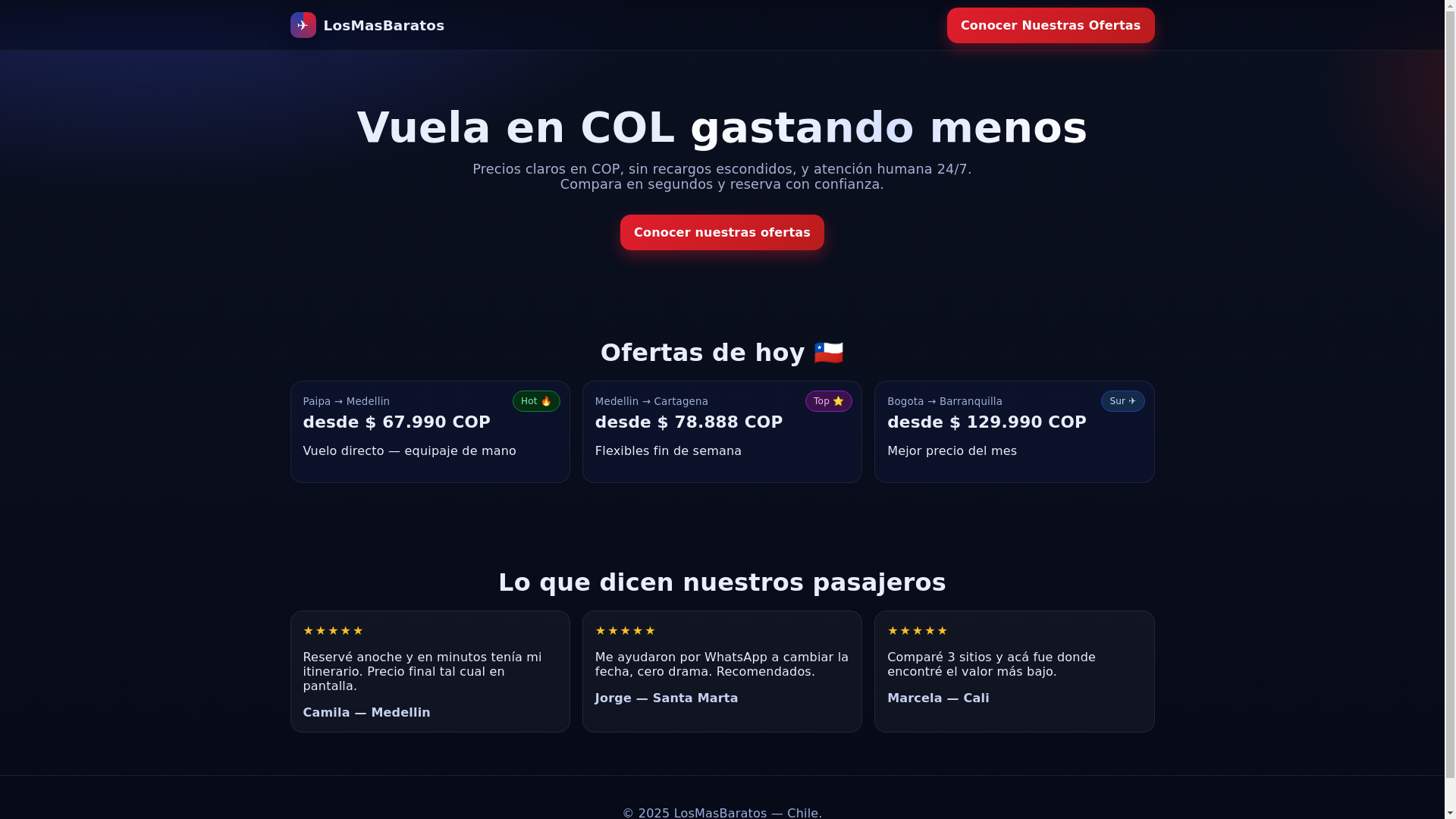 website screenshot of https://losmasbaratos.site/