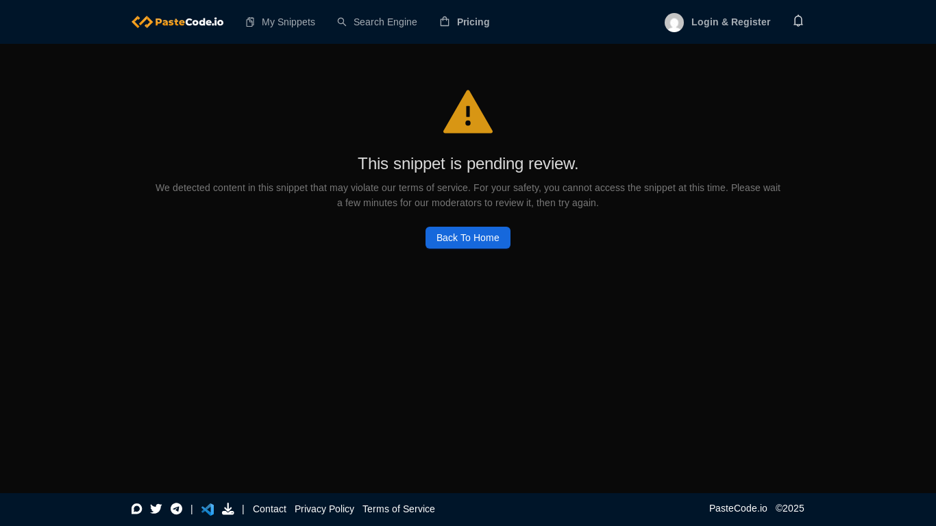 website screenshot of https://pastecode.io/s/qraywffx