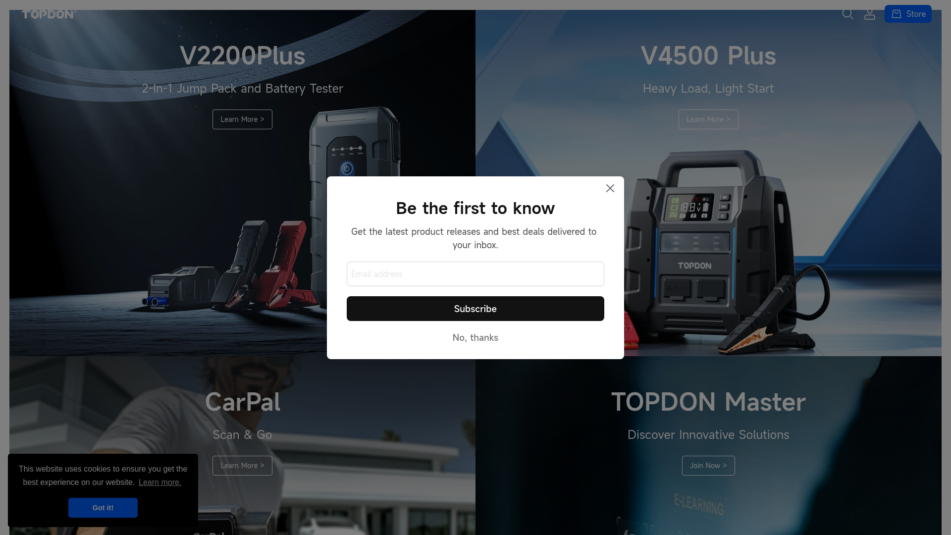 website screenshot of https://topdon.com/