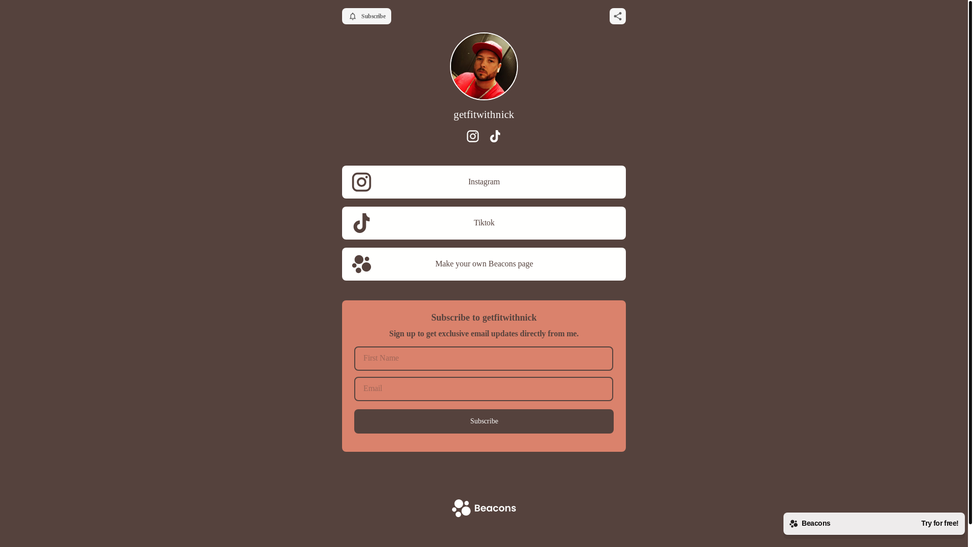 website screenshot of https://getfitwithnick.store/
