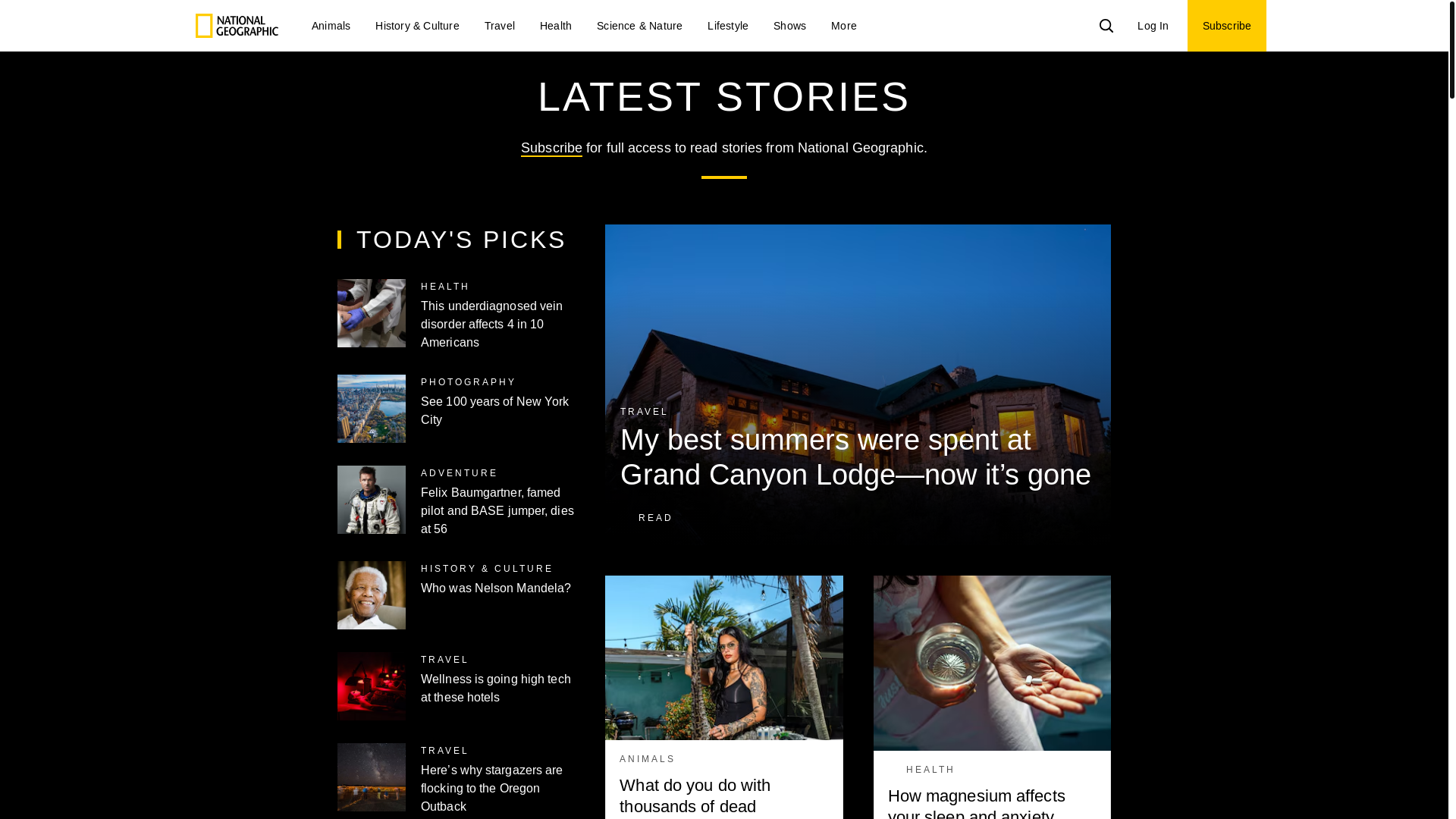 website screenshot of https://www.nationalgeographic.com