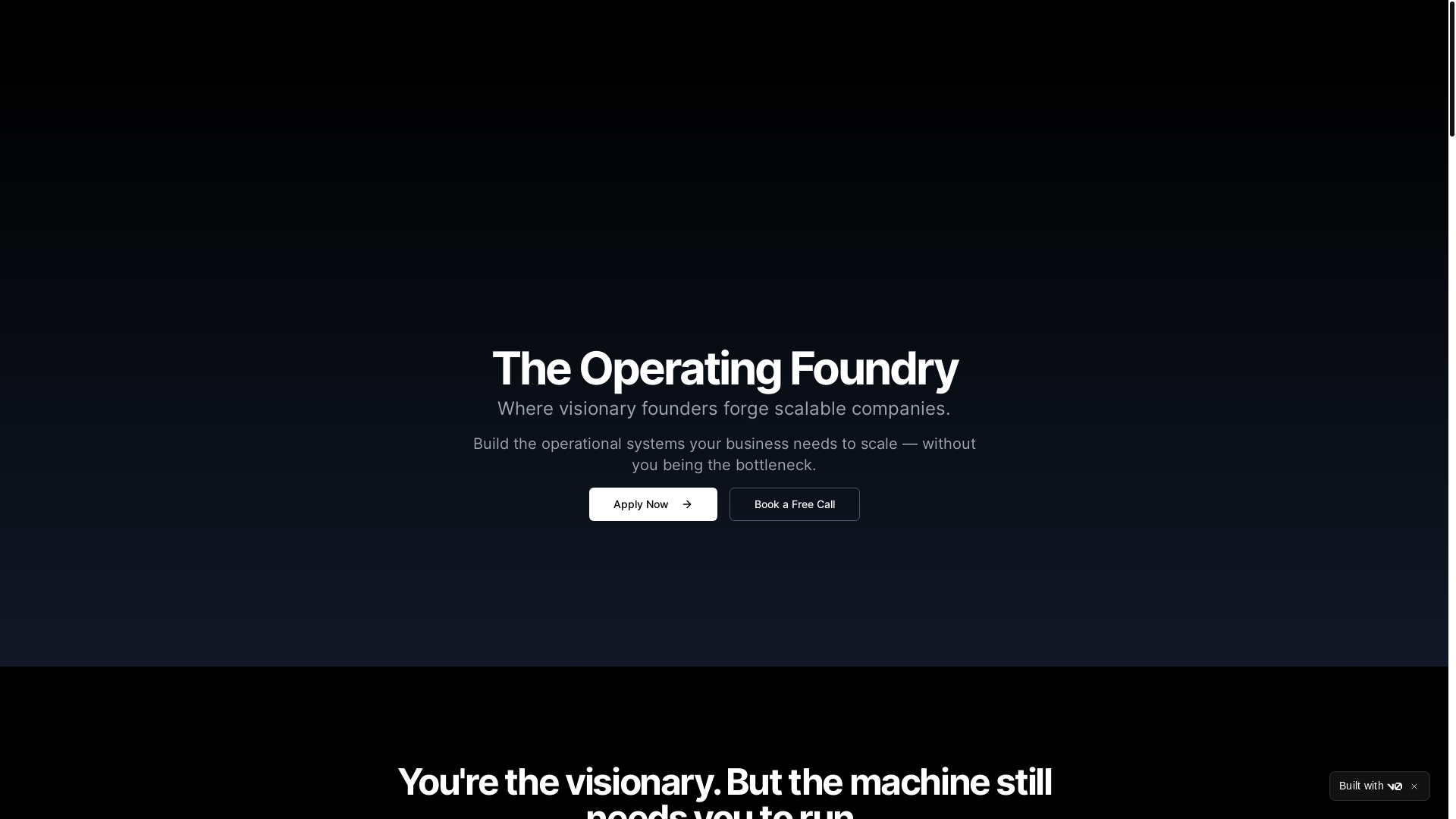 website screenshot of https://theoperatingfoundry.com/
