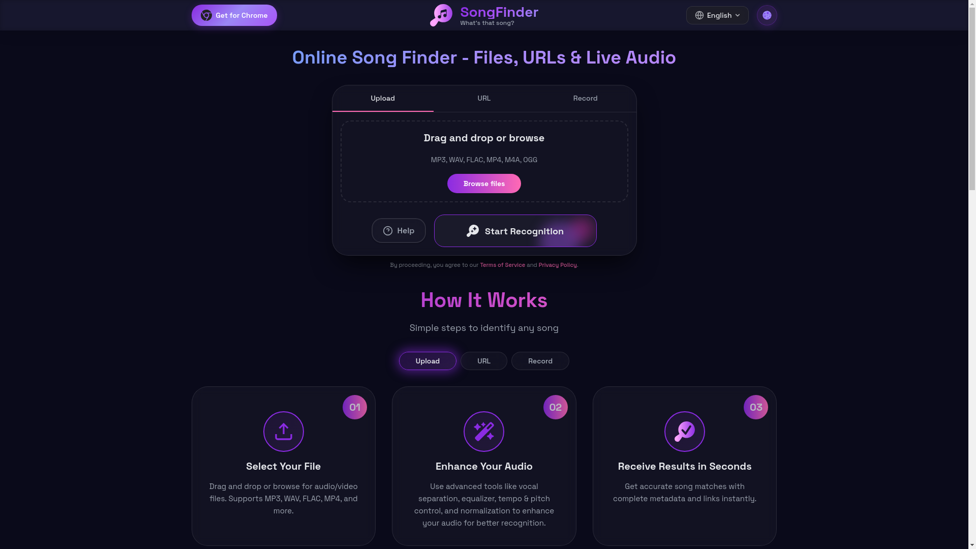 website screenshot of https://songfinder.gg/