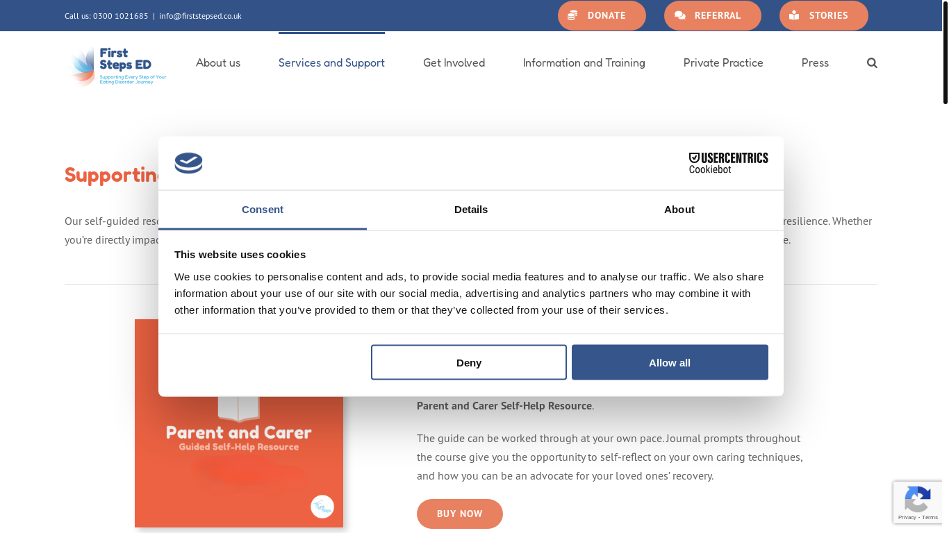 website screenshot of https://firststepsed.co.uk/training/selfguidedresources/