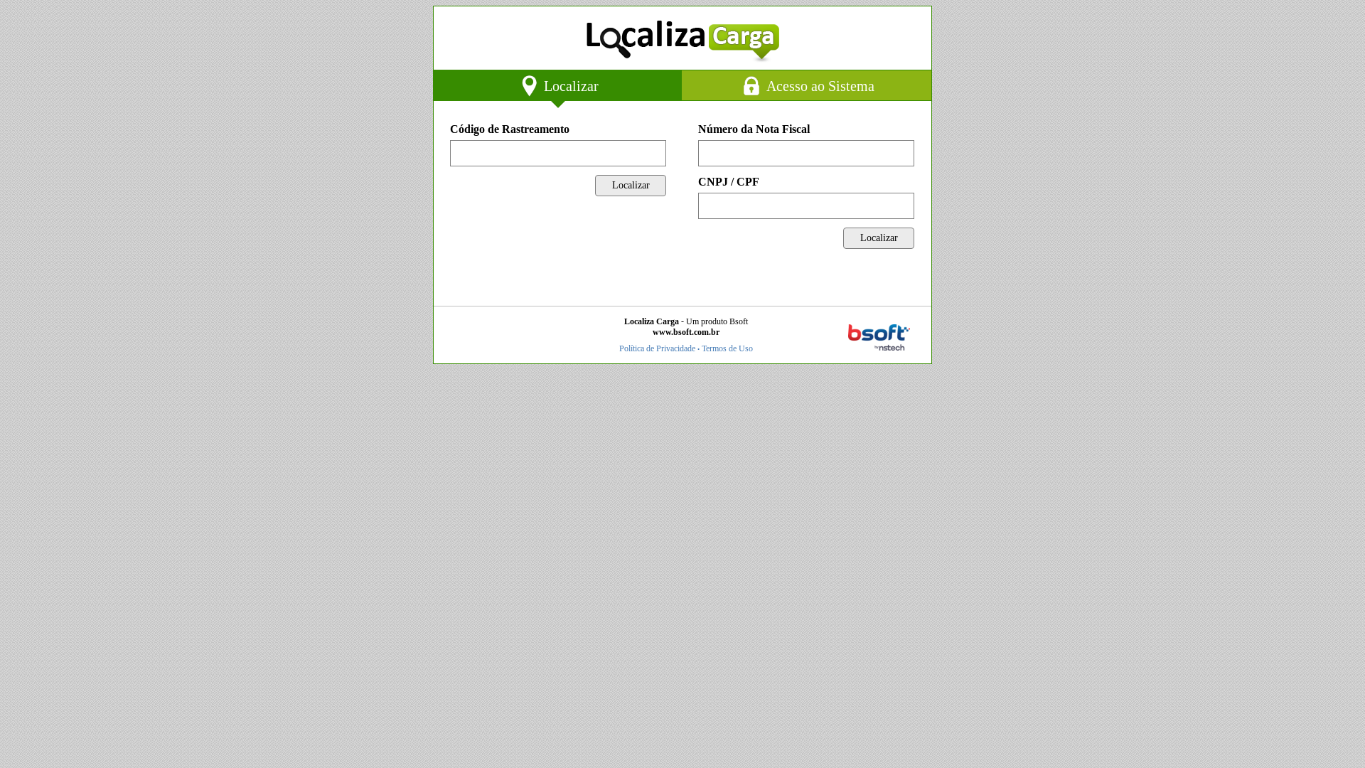 website screenshot of https://www.localizacarga.com.br