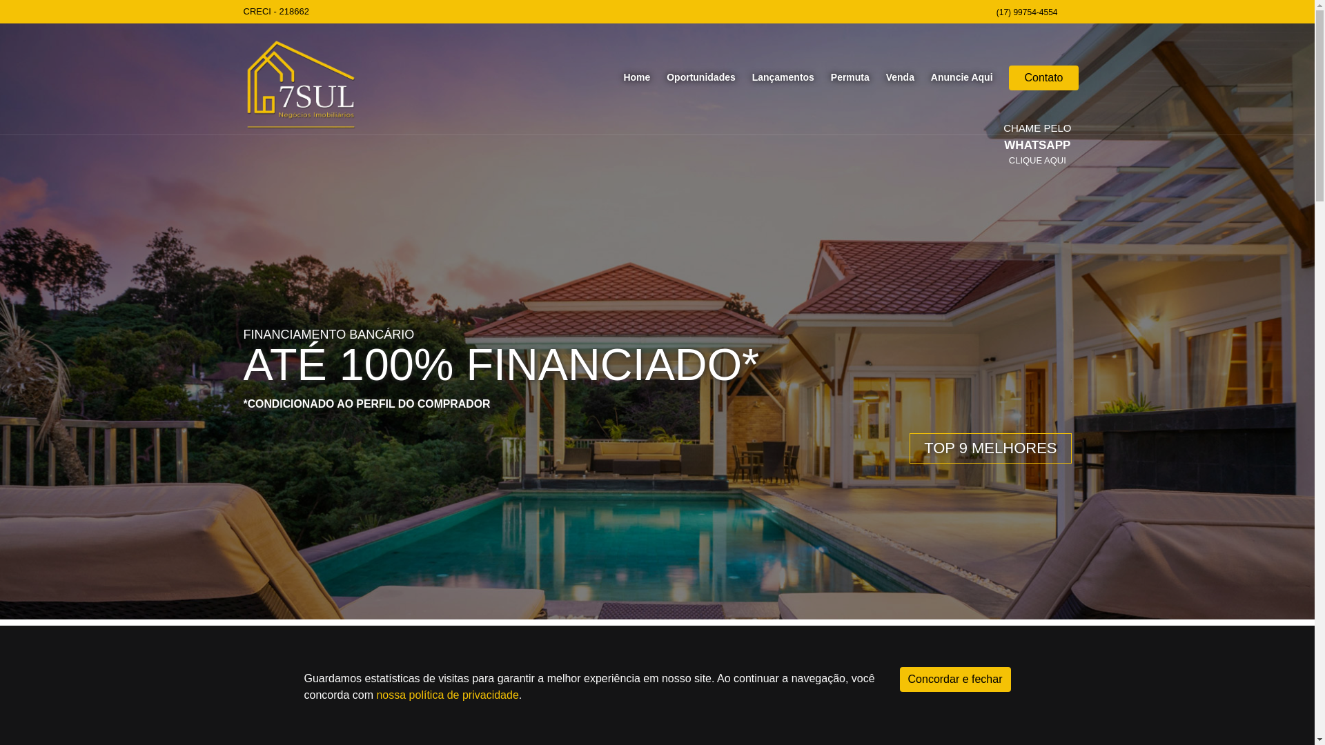 website screenshot of https://7sulimoveis.com.br/