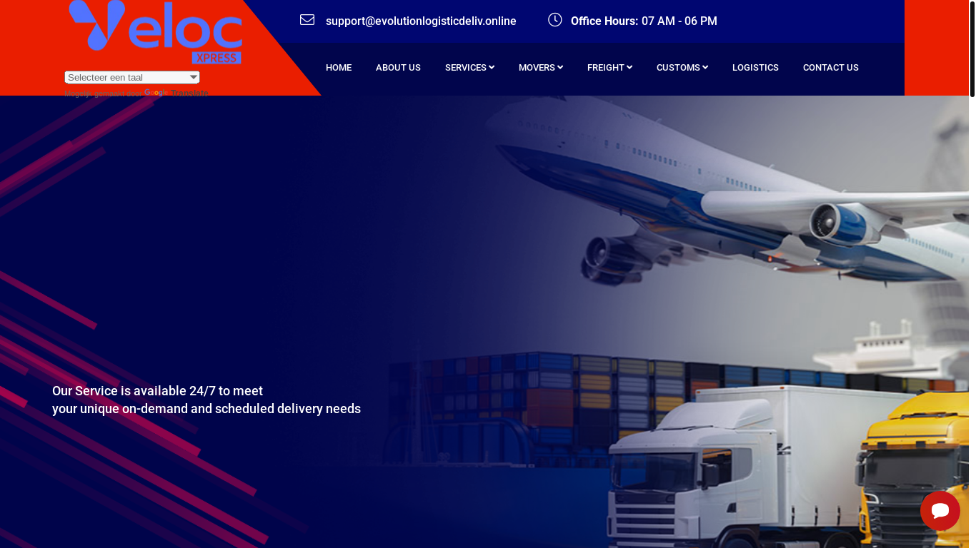 website screenshot of https://evolutionlogisticdeliv.online/