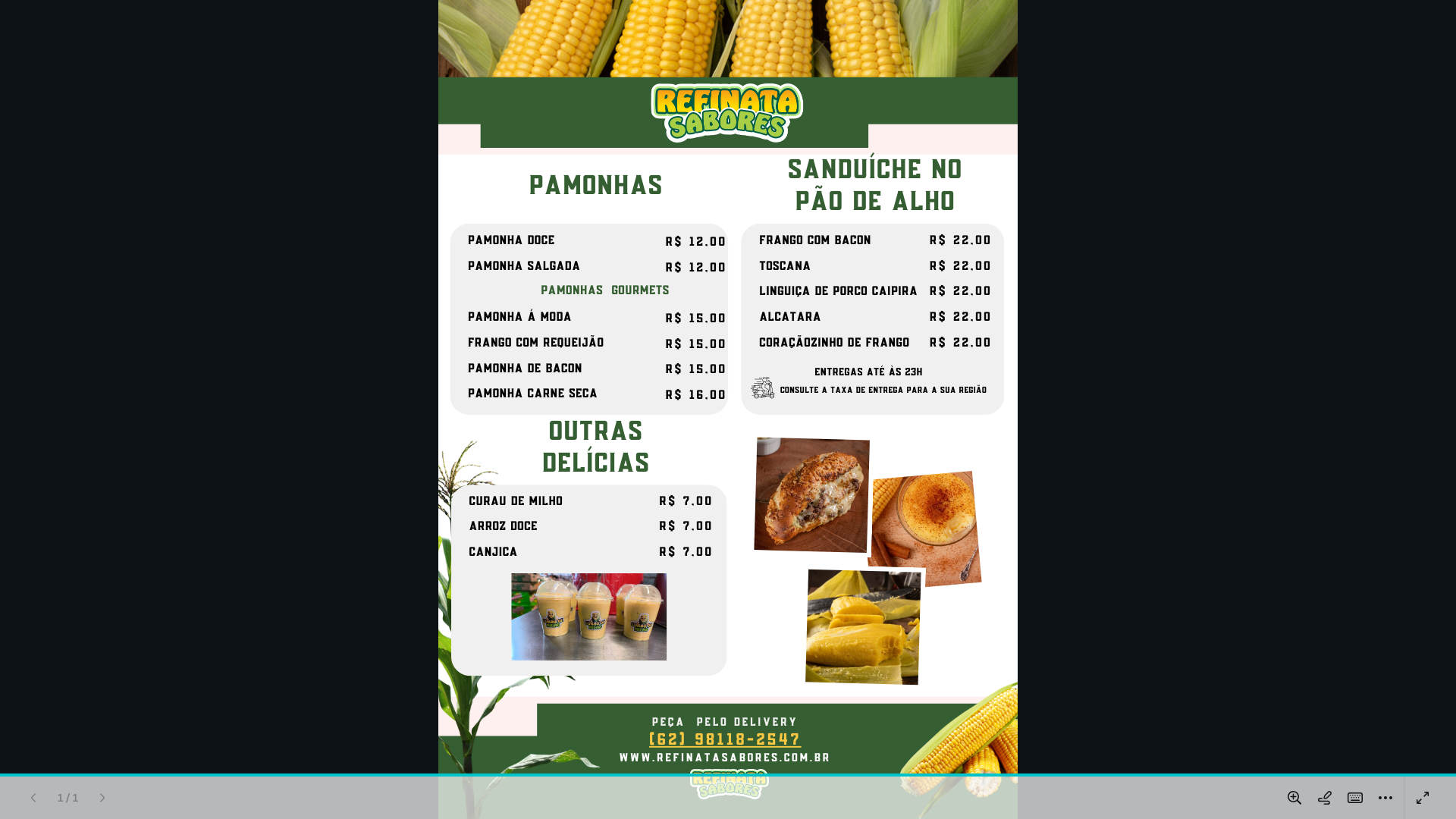 website screenshot of https://refinatasabores.com.br/