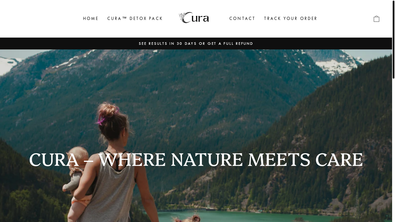 website screenshot of https://curaofficial.com/