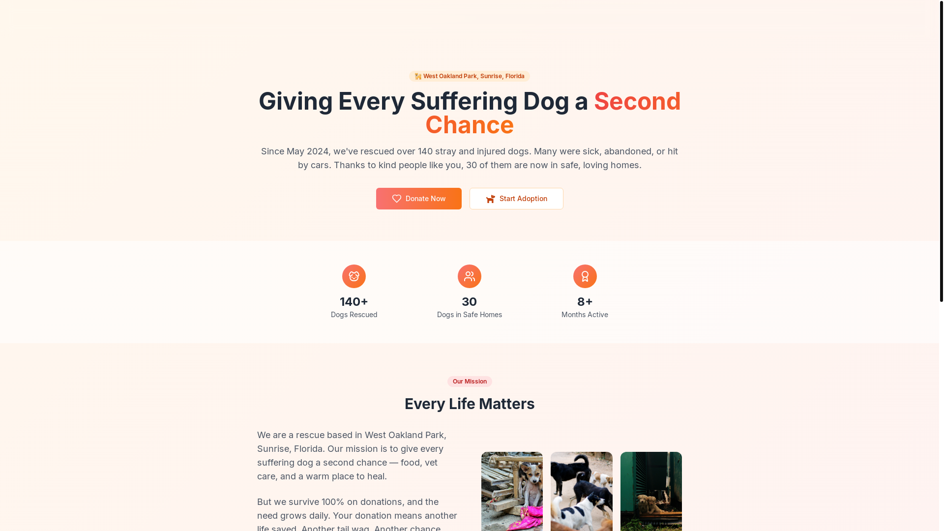 website screenshot of https://adeledogrescuer.org/