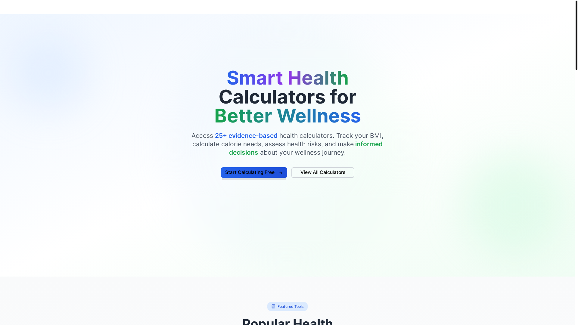 website screenshot of https://health-calculator-saas.pages.dev/