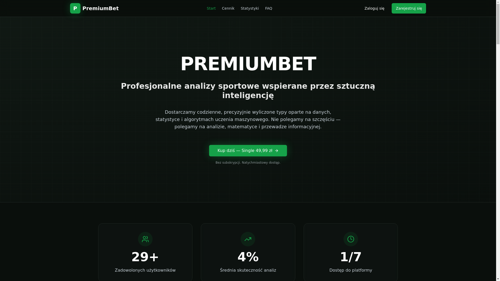 website screenshot of https://premiumbets.pl/