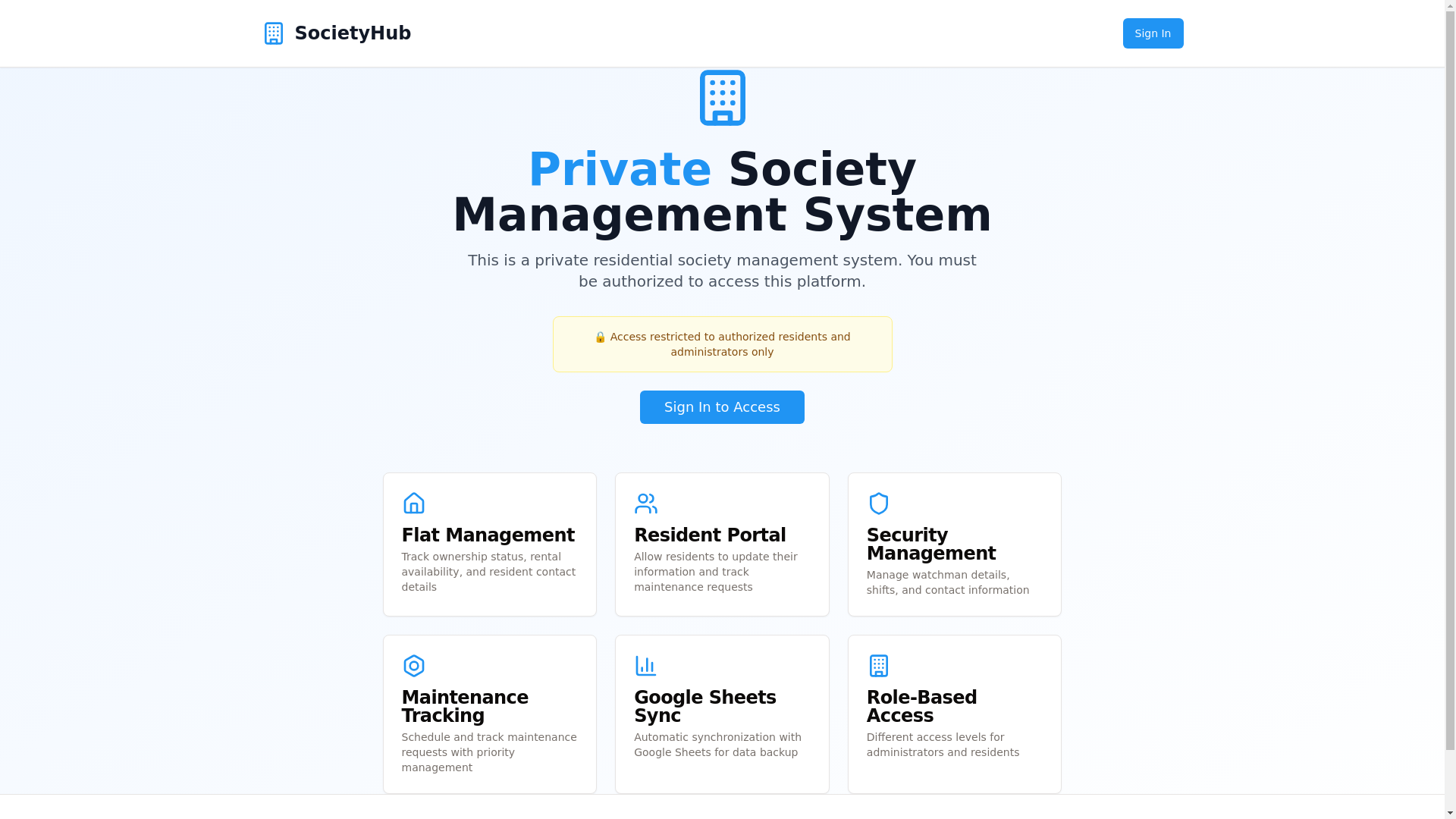 website screenshot of https://societyhubapp.org/