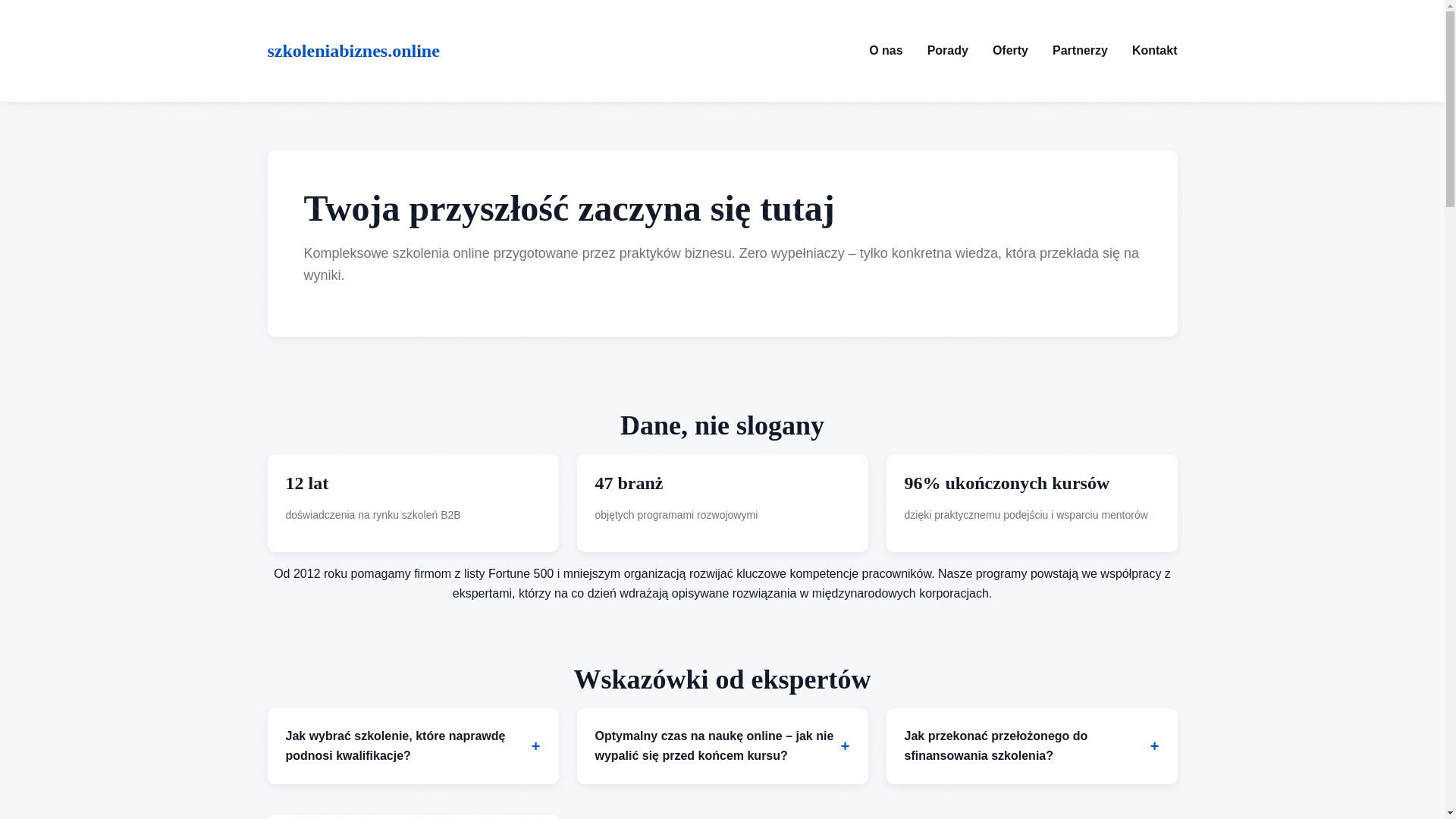 website screenshot of https://szkoleniabiznes.online/