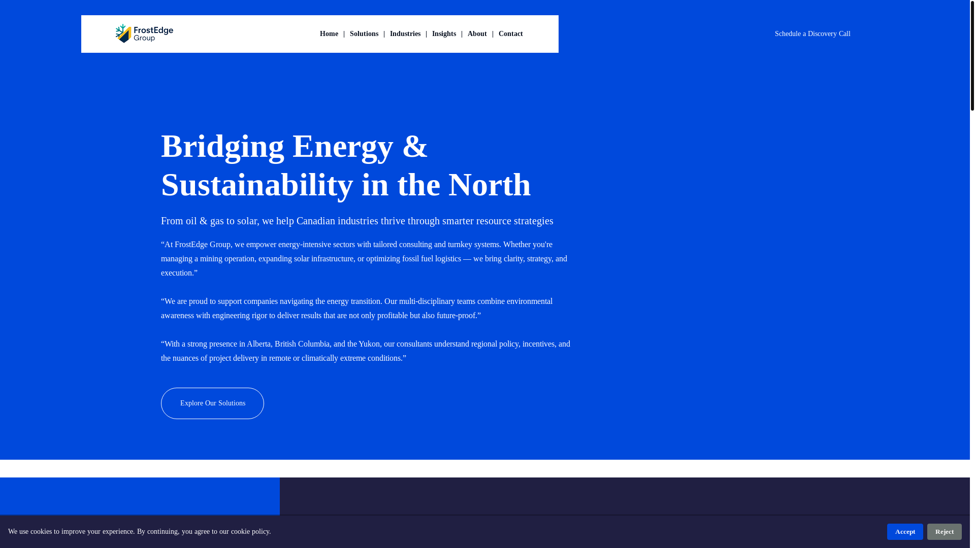 website screenshot of https://frostedgegroup.com/