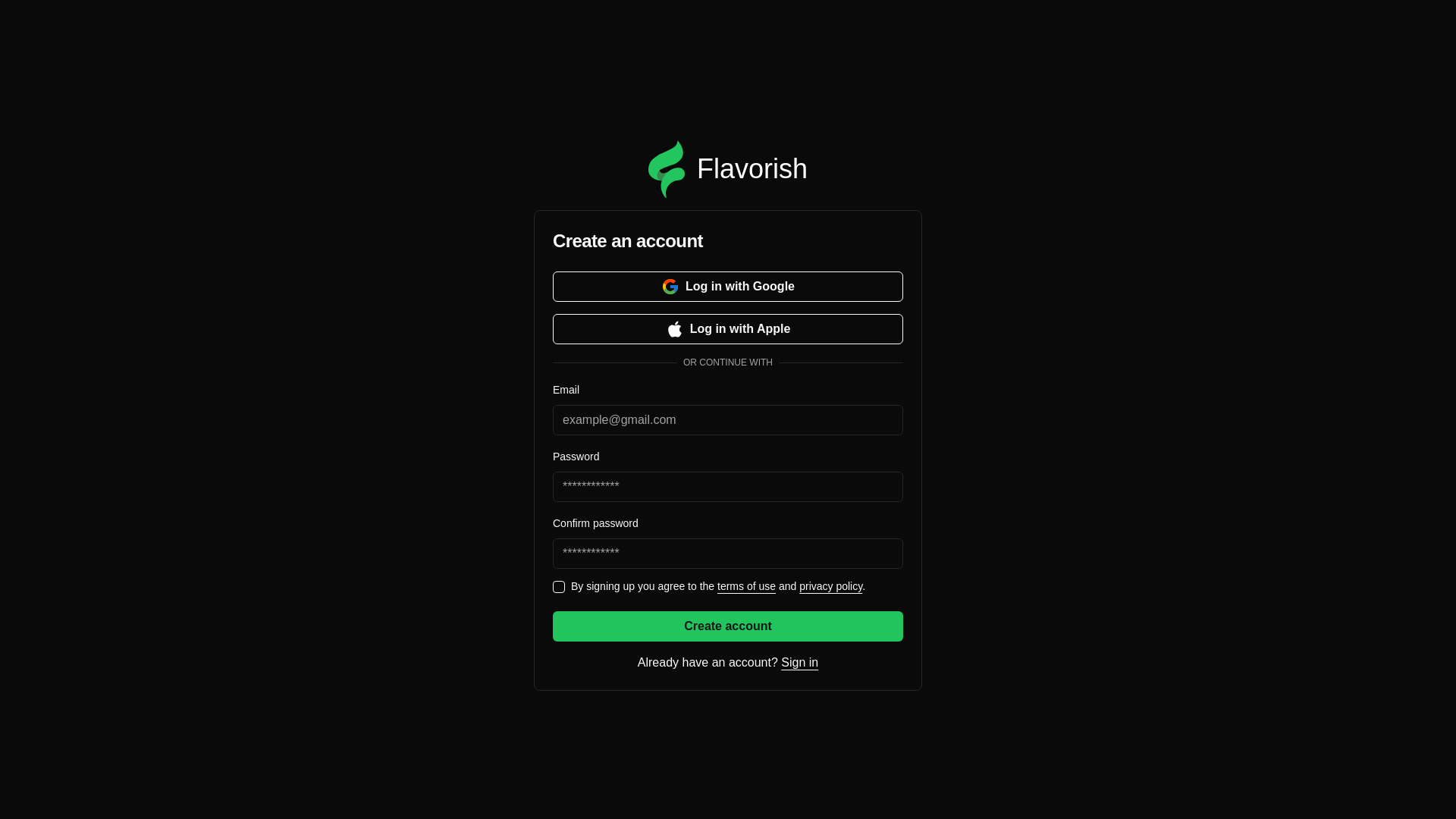 website screenshot of https://flavorish-staging.pages.dev/