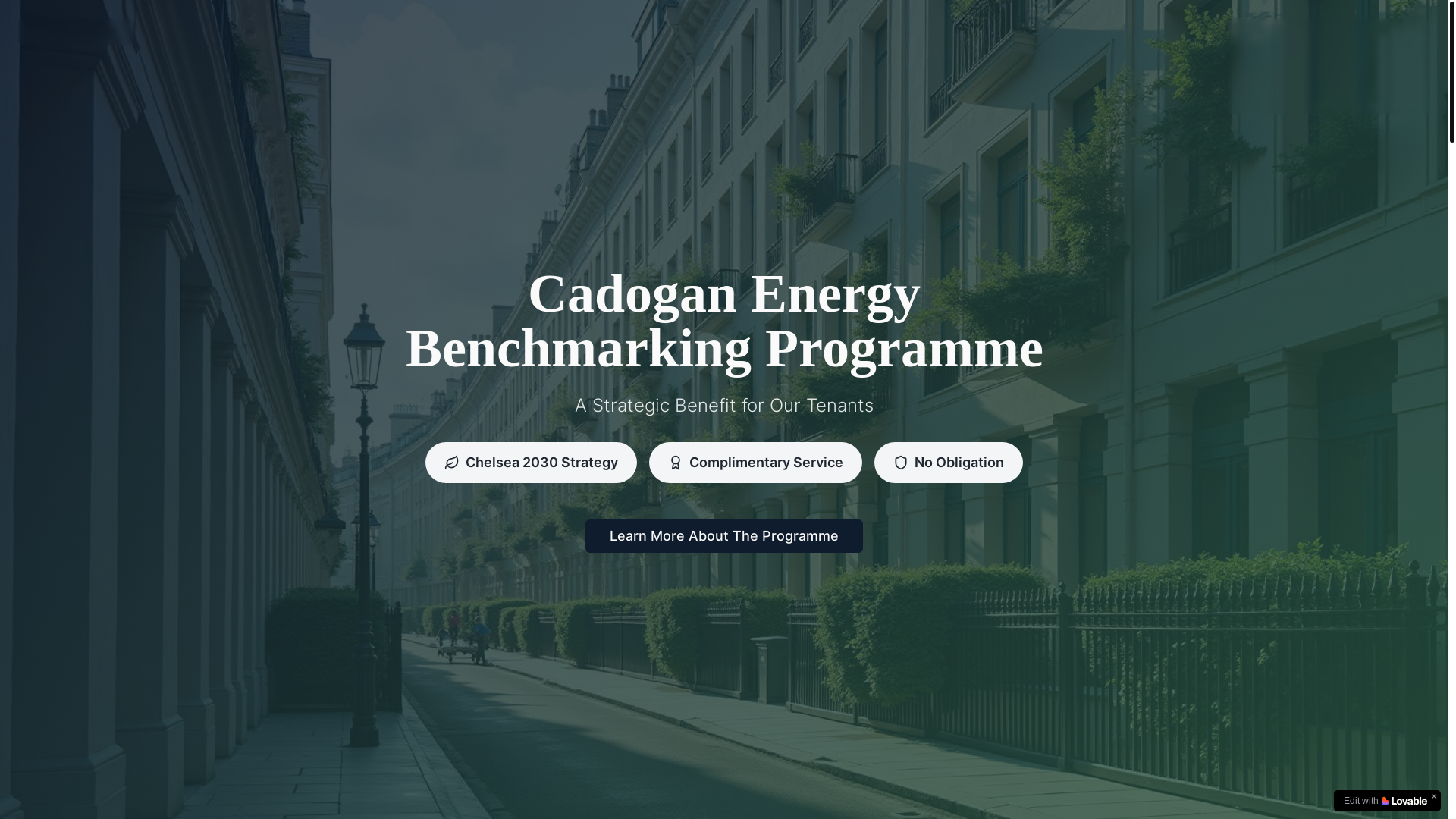 website screenshot of https://cadoganmobiusenergybenchmark.com/