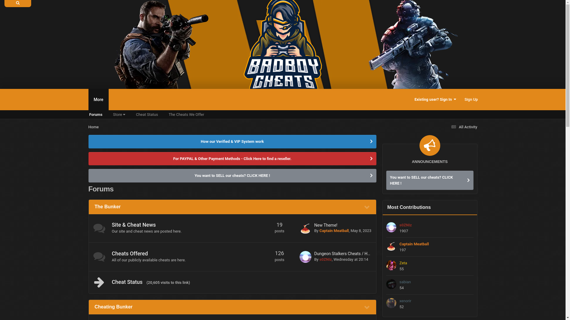 website screenshot of https://badboycheats.com