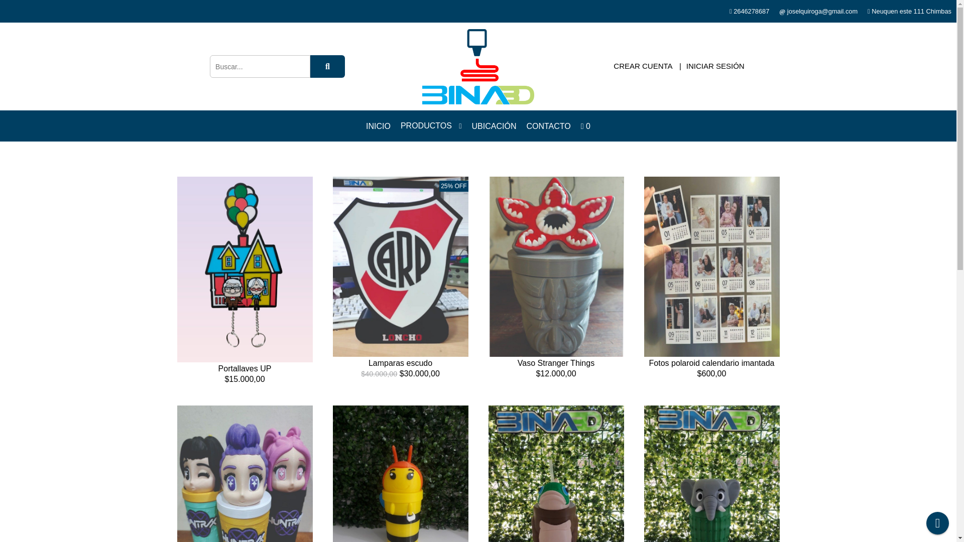 website screenshot of https://bina3d.com.ar/