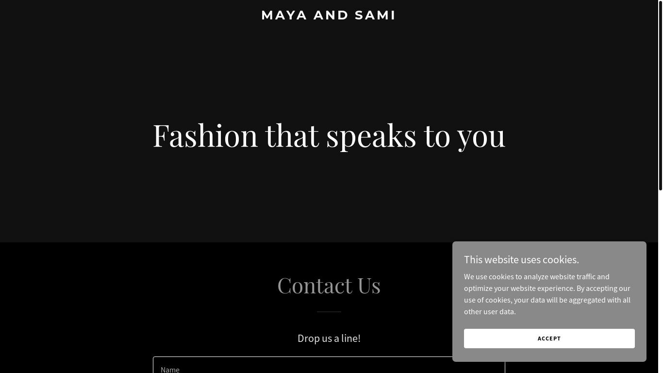 website screenshot of https://mayaandsami.com/