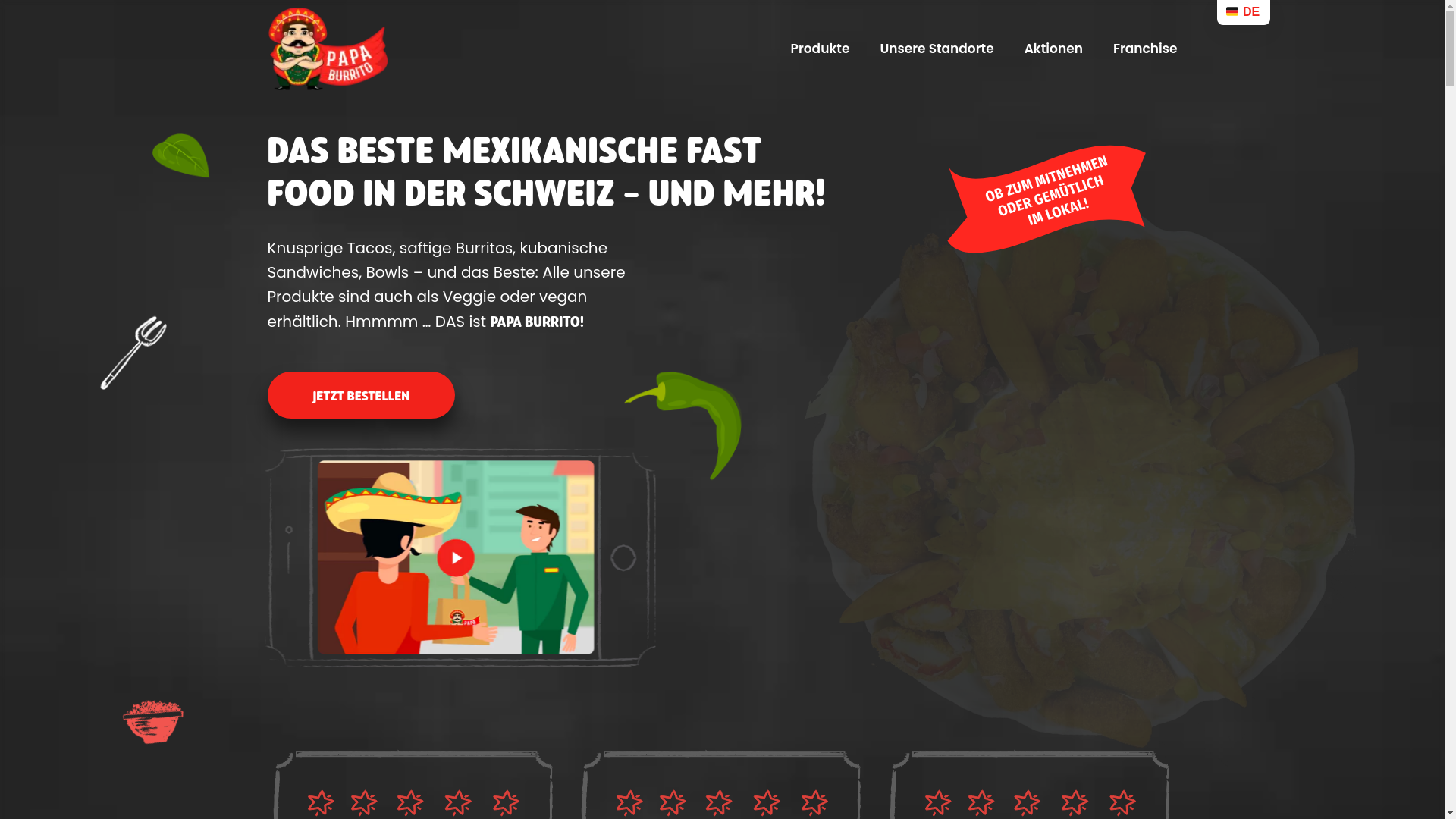 website screenshot of https://papaburrito.ch/