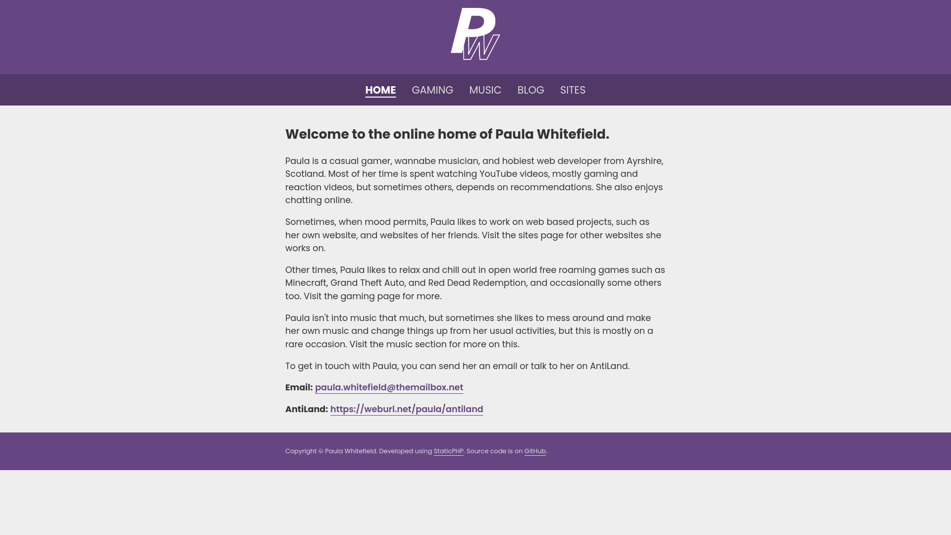 website screenshot of https://paulawhitefield.pages.dev/