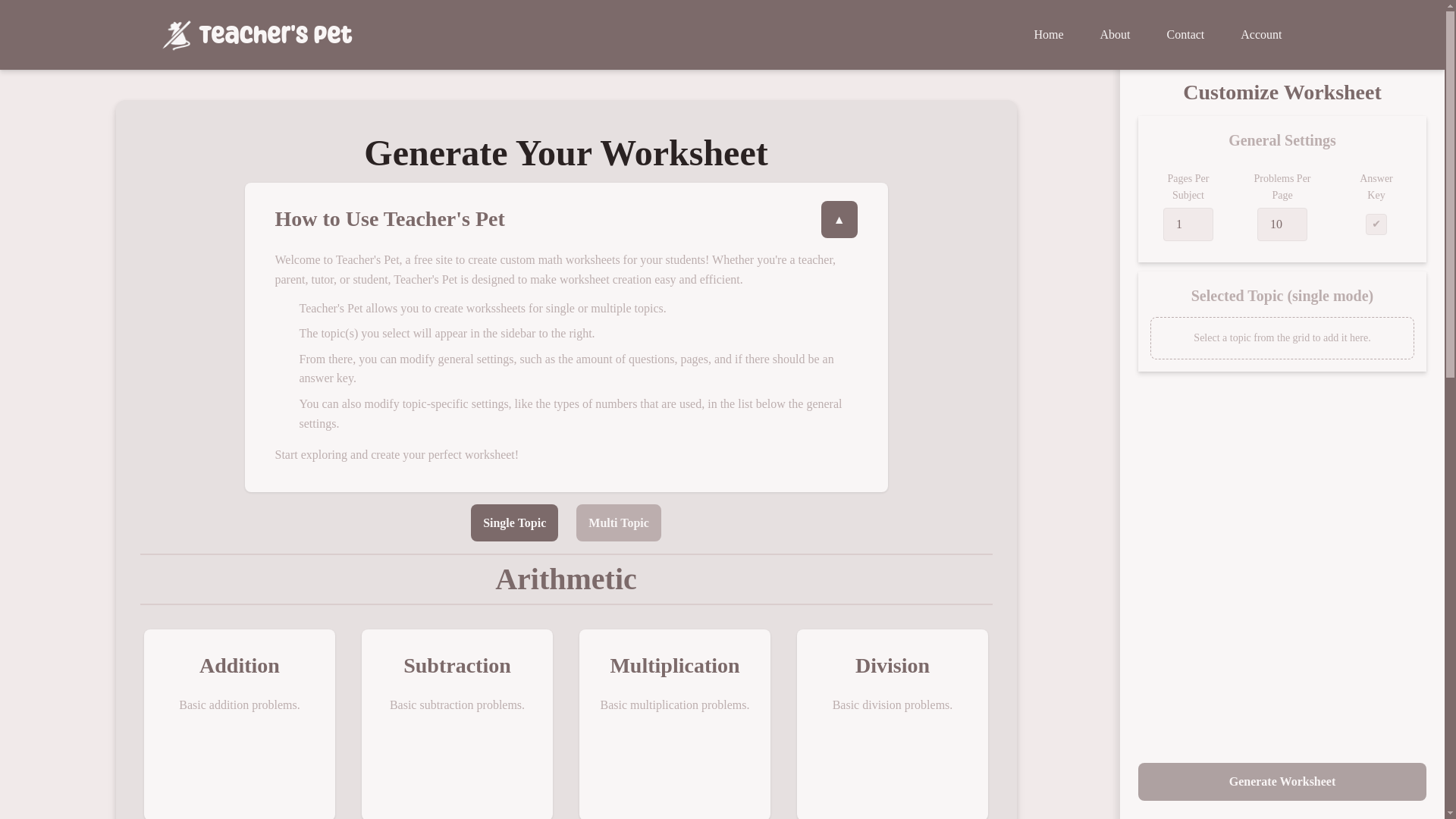 website screenshot of https://teachers-pet.site/
