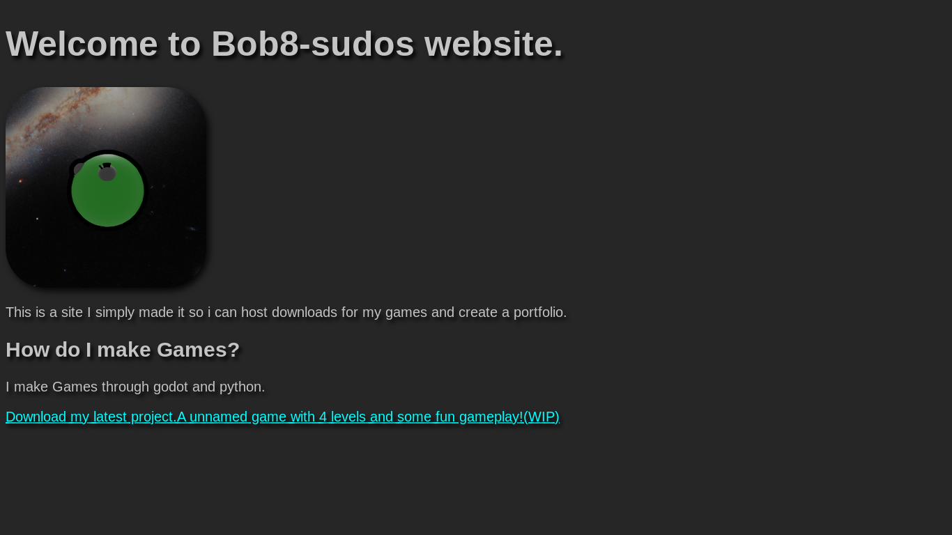 website screenshot of https://bob8-sudo.github.io/