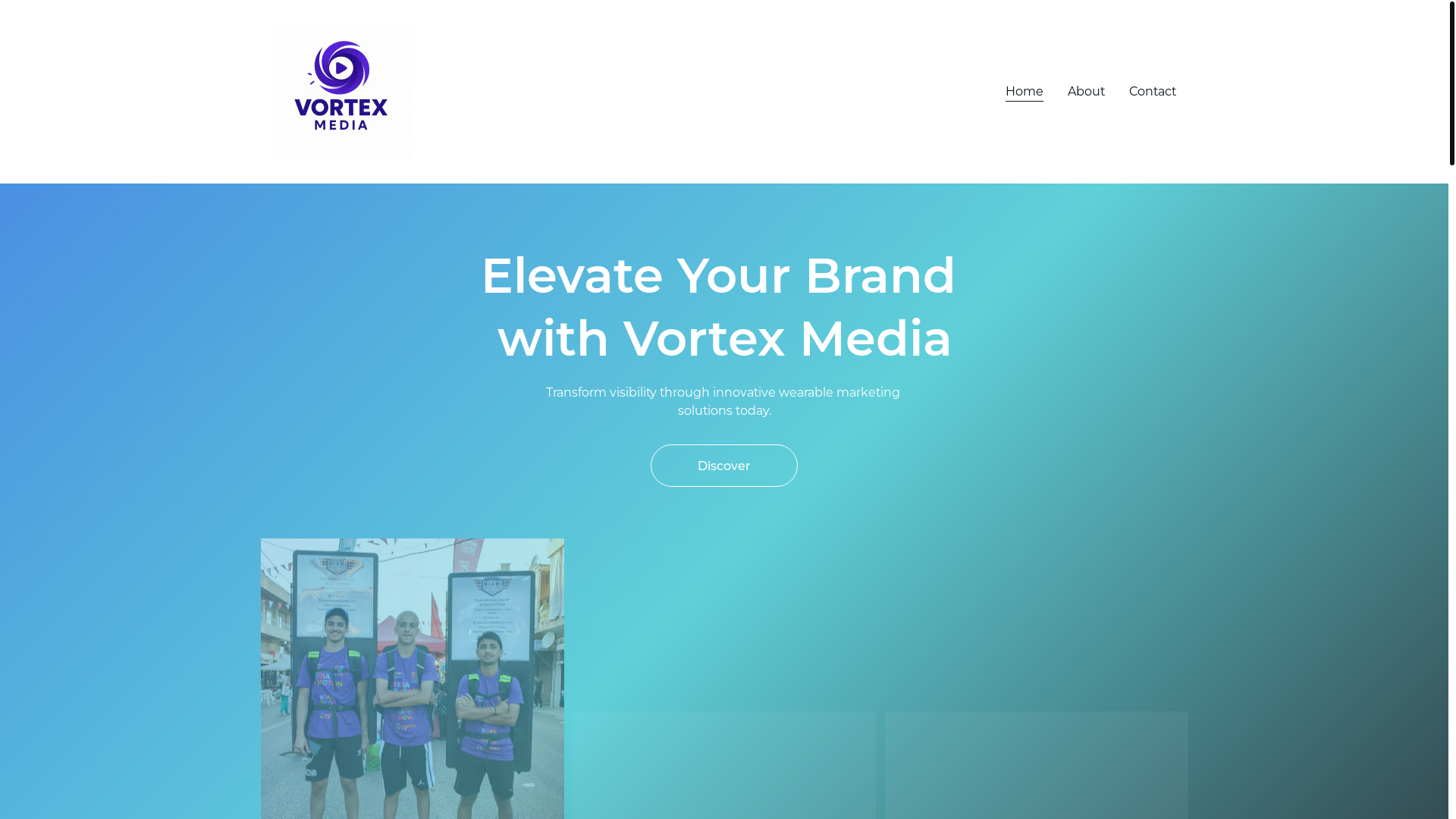 website screenshot of https://vortexmedialb.com/