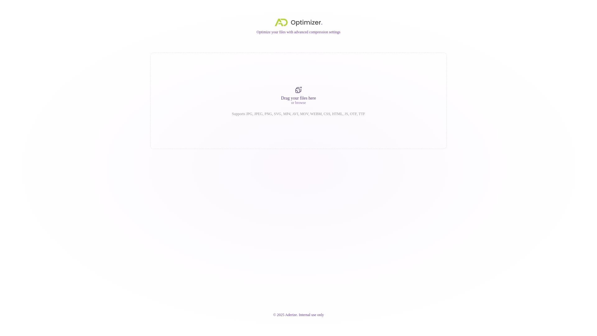 website screenshot of https://optimizer-aderize.pages.dev/