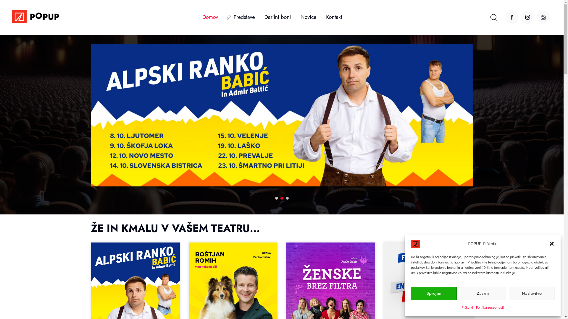 website screenshot of https://popteater.si/