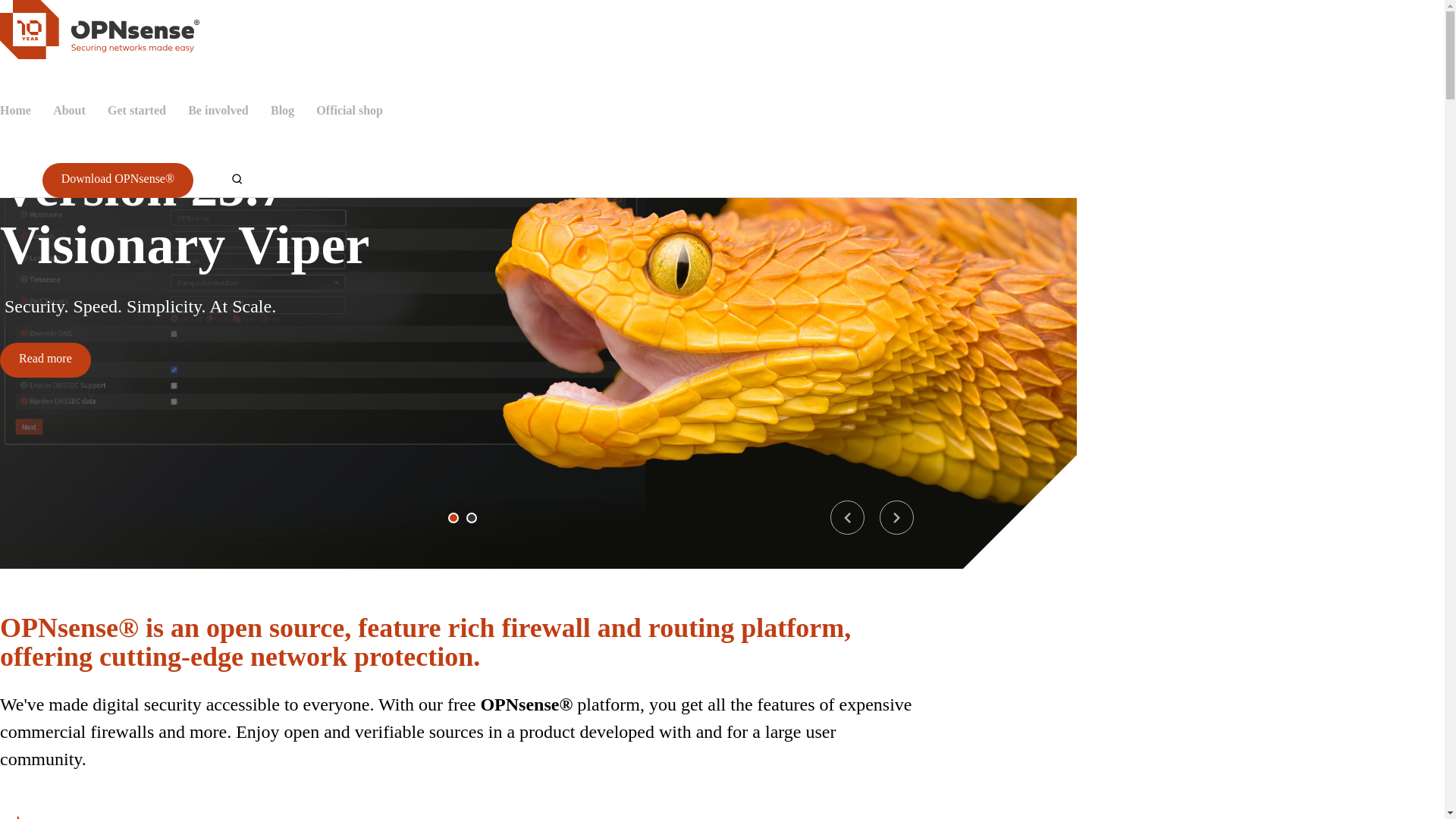 website screenshot of https://opnsense.org/