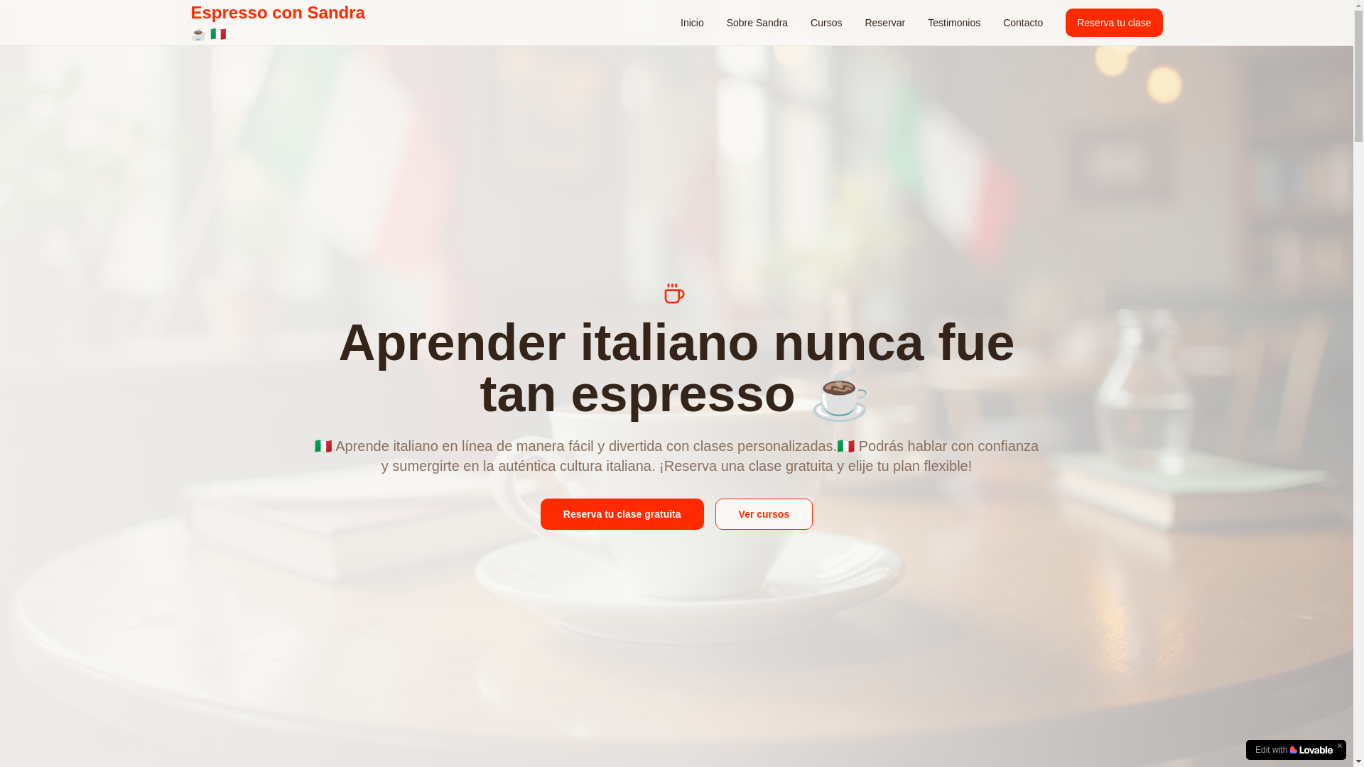 website screenshot of https://espressoconsandra.com/