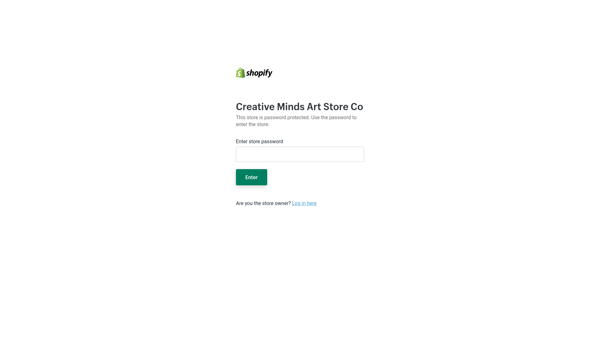 website screenshot of https://creativemindsartstore.com/